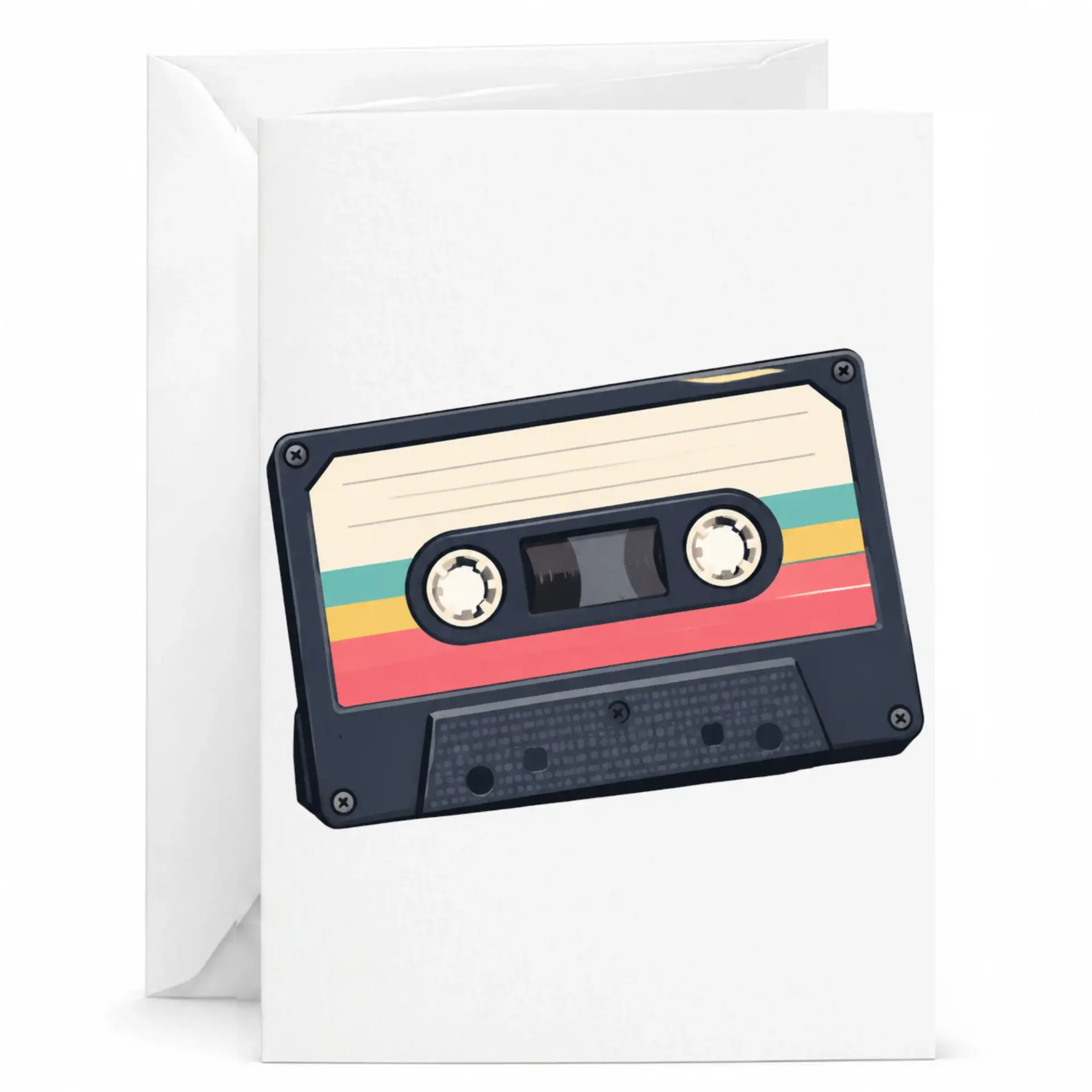 Greeting Card Vintage Cassette Tape Design Retro Music Lover Nostalgic Style Stationery for All Occasions