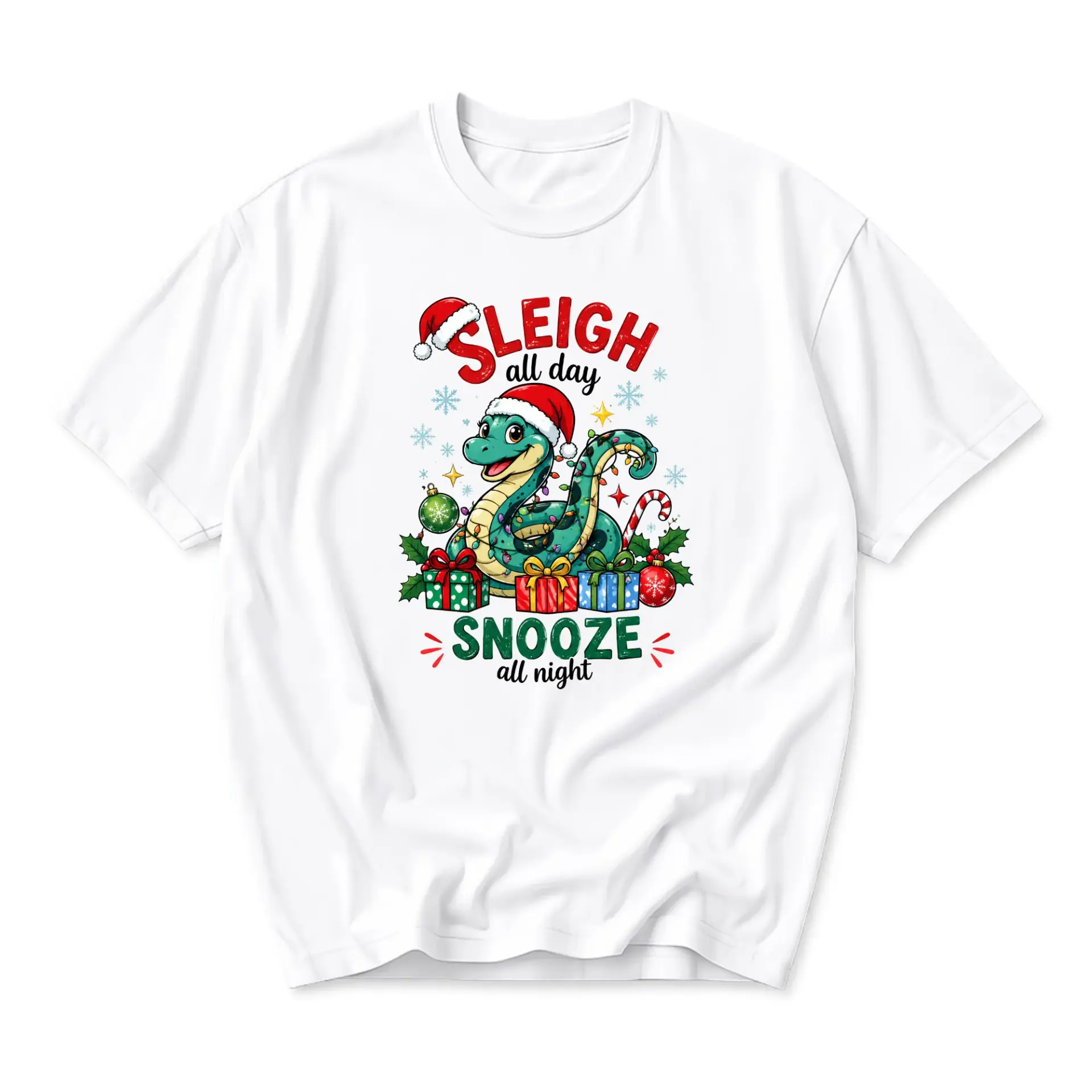 Funny Shirt Sleigh All Day Night Christmas Graphic Tee Unisex Holiday