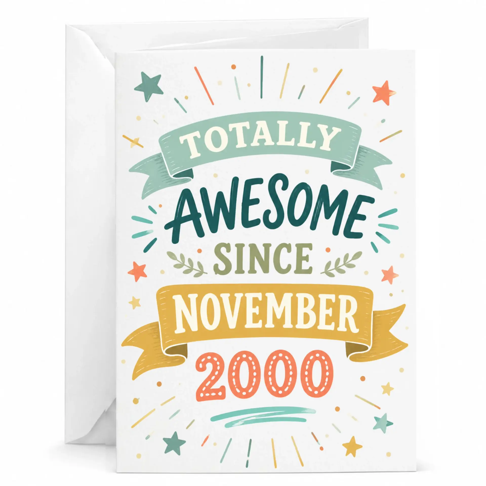Birthday Greeting Card Totally Awesome Since November 2000 Vintage Style Milestone Celebration Stationery Note