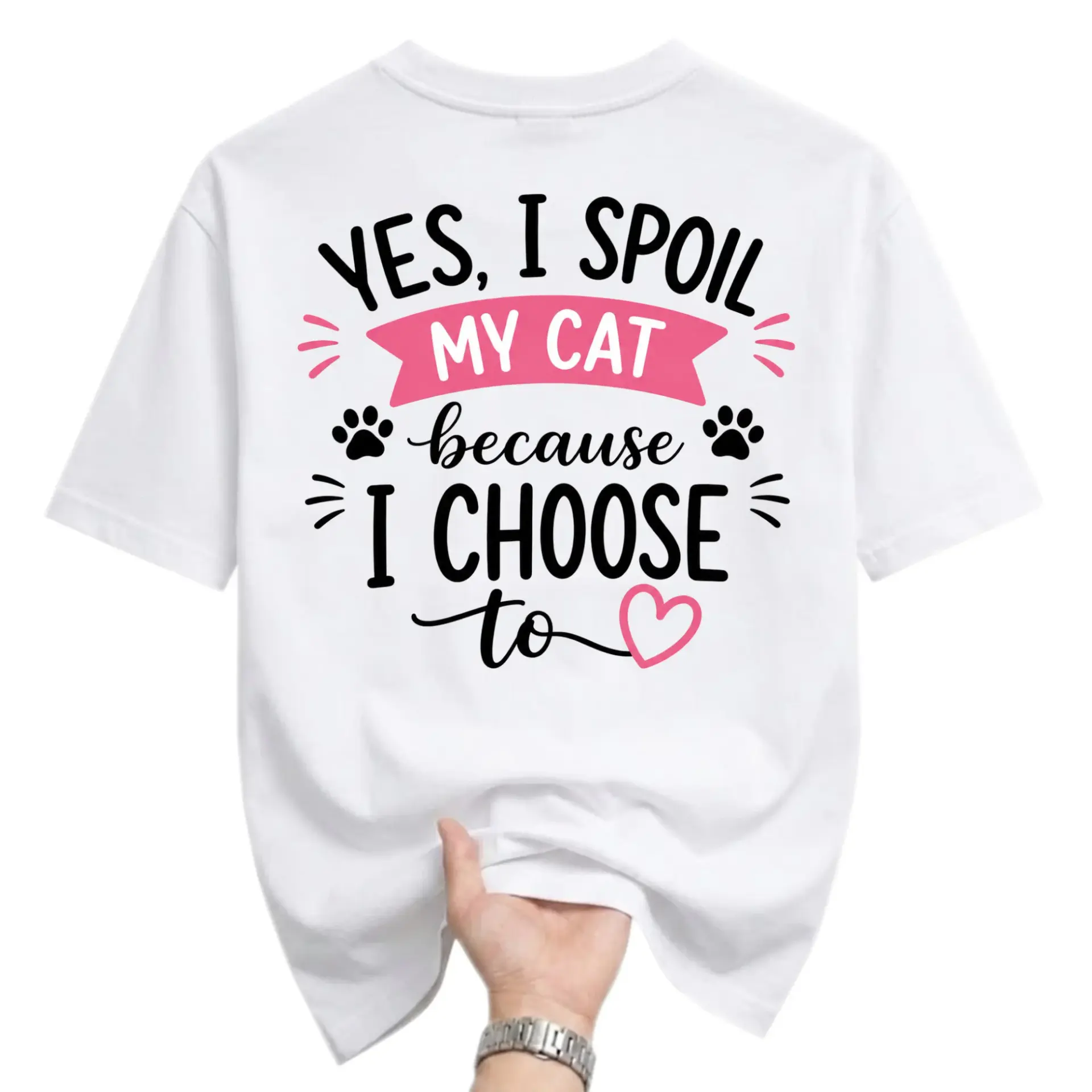 Funny Shirt for Cat Lovers Yes I Spoil My Graphic Tee Casual Everyday Apparel Unisex Crew Neck White Cotton Top