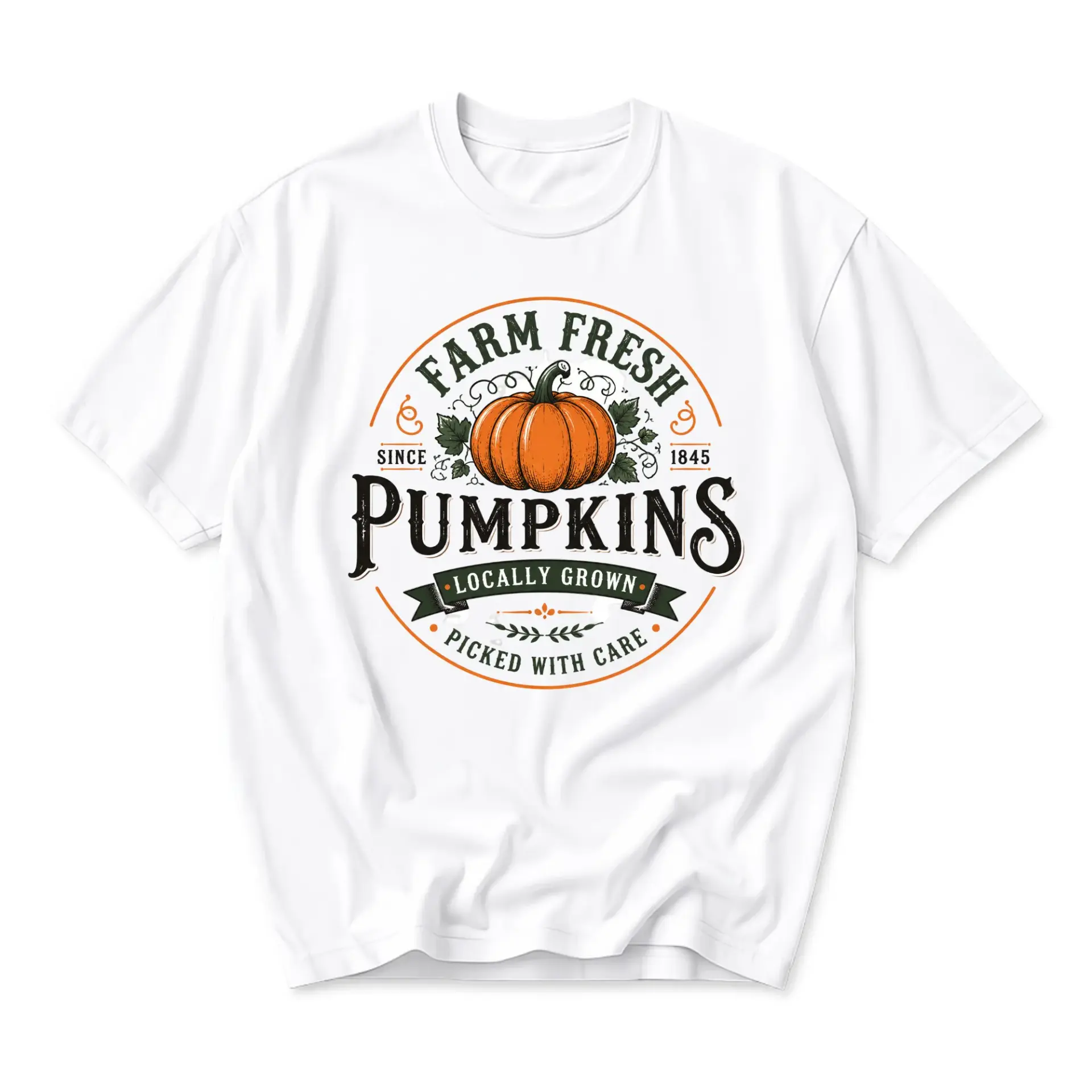Graphic Tee Farm Fresh Pumpkins Locally Grown Casual Unisex T-Shirt Autumn Harvest Pumpkin Patch Short Sleeve Top