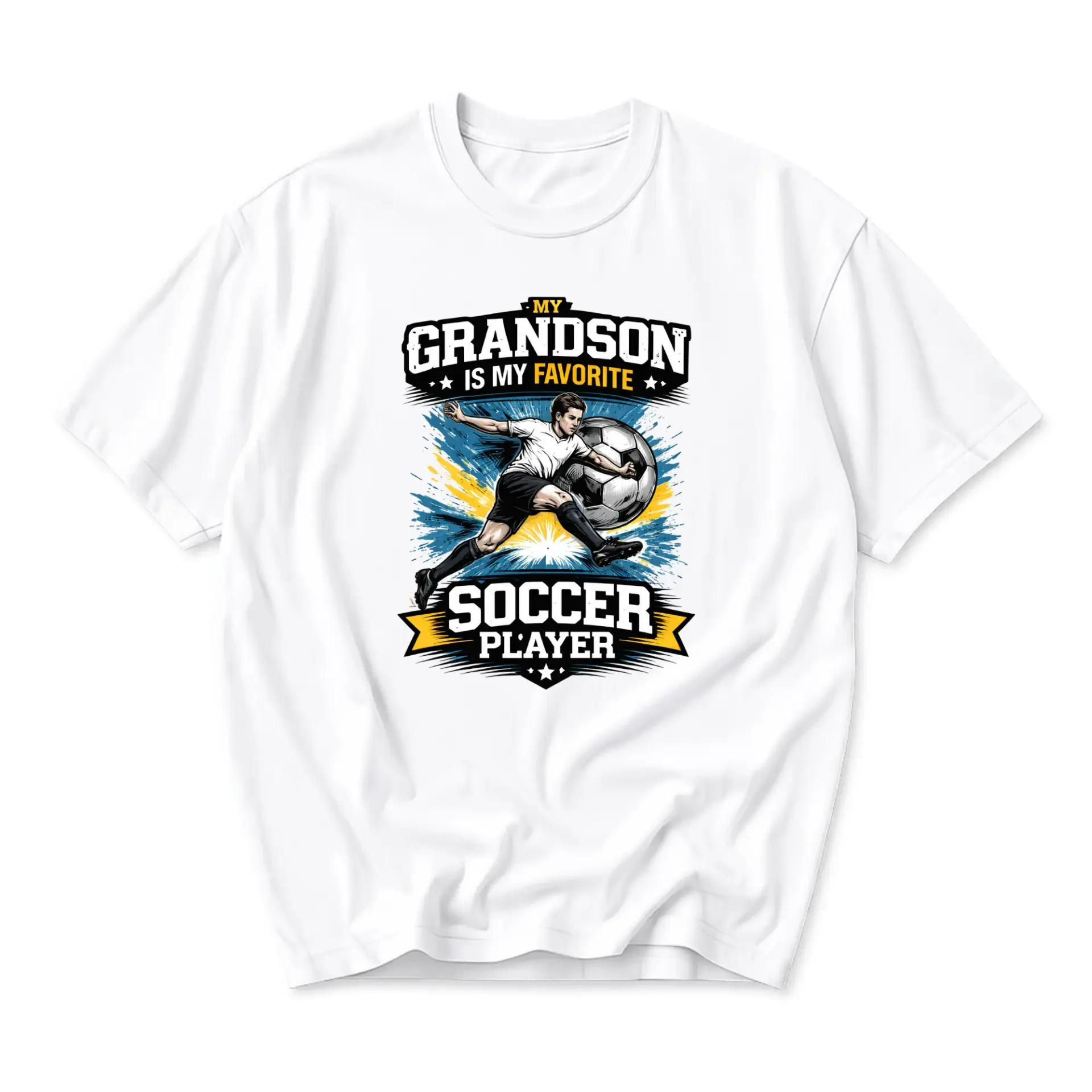 Funny Shirt My Grandson Is My Favorite Soccer Player Graphic Tee Casual Sports Enthusiast Unisex Crew Neck Apparel