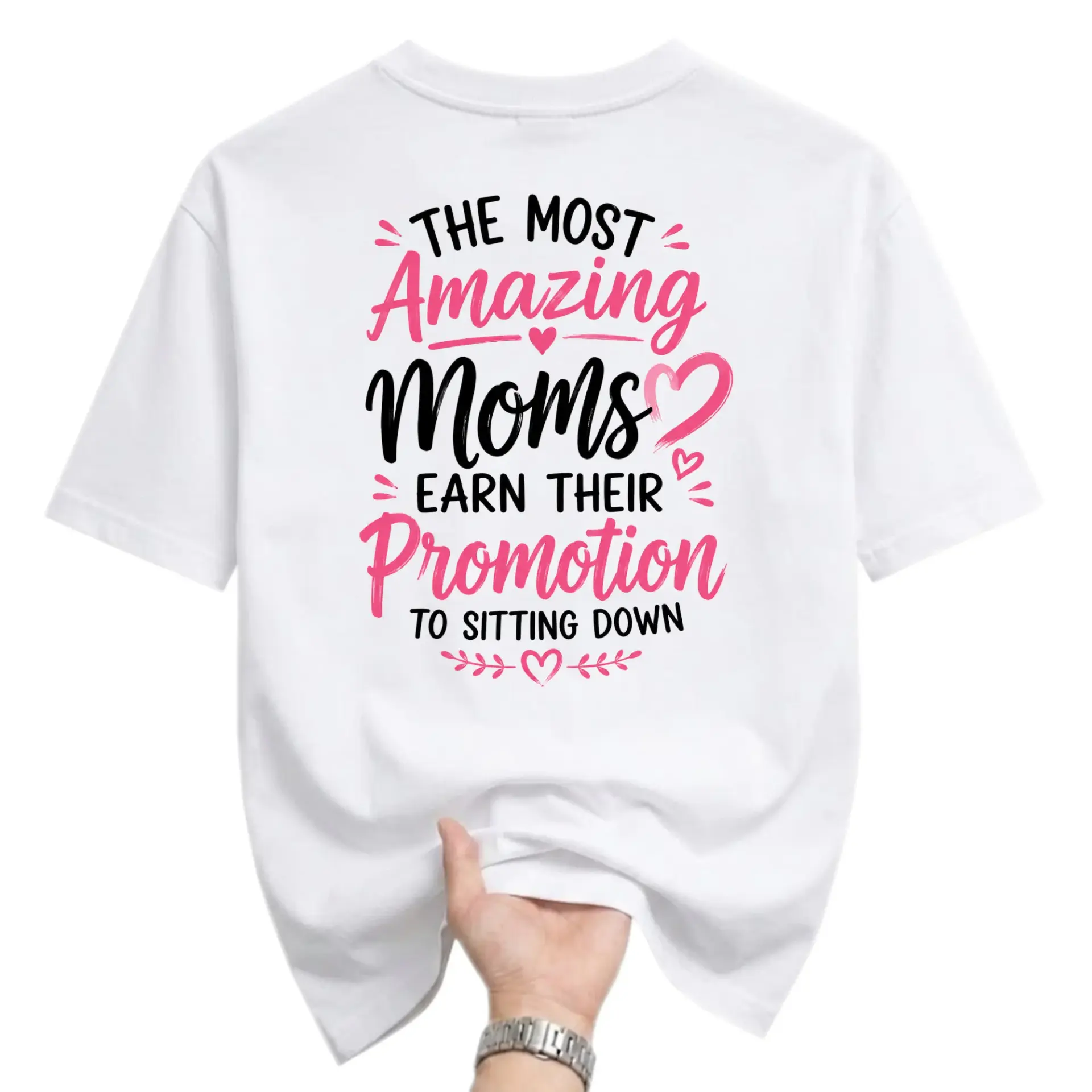 Funny Shirt the Most Amazing Moms Earn Their Promotion to Sitting Down Graphic Printed Unisex Crew Neck Casual Tee