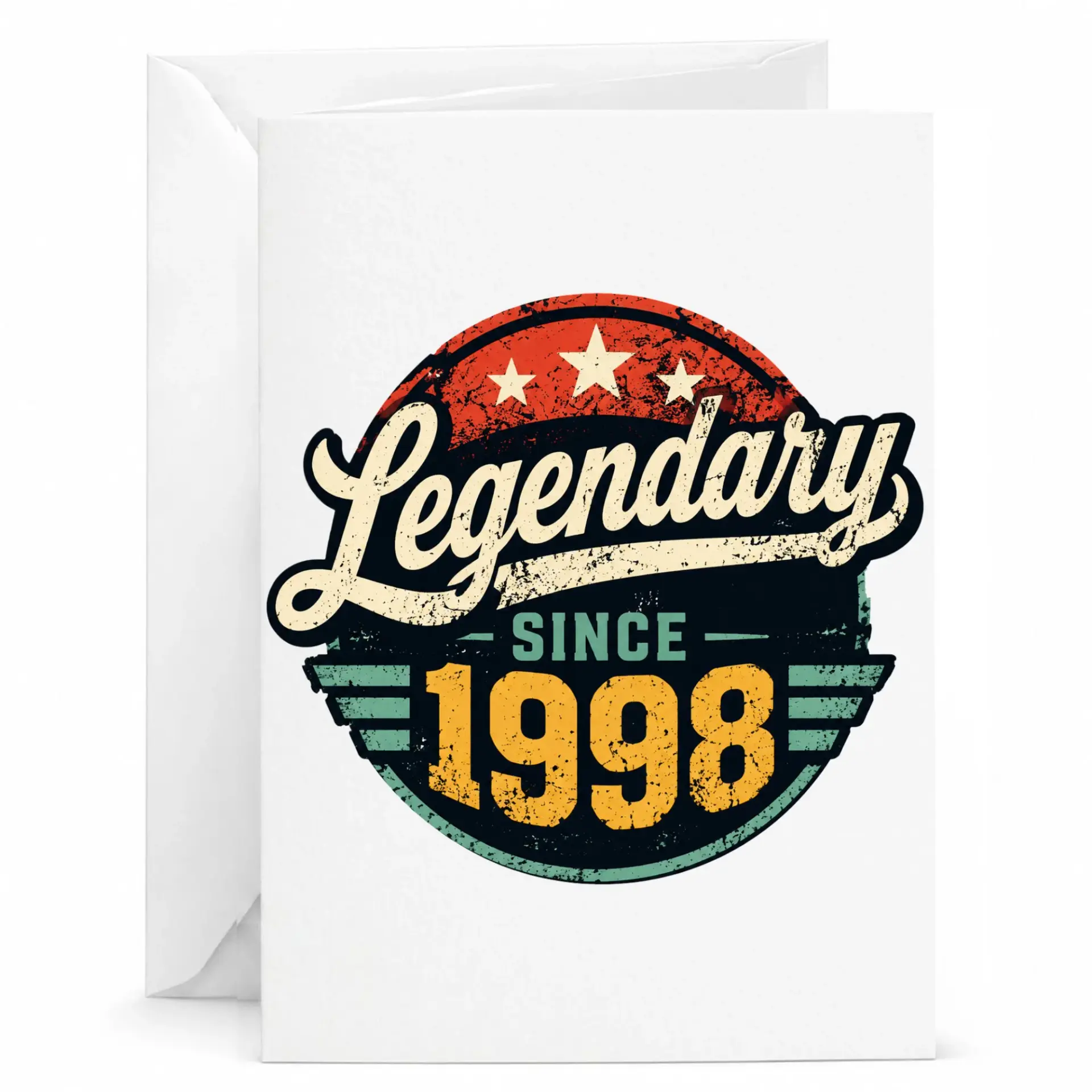 Birthday Card Legendary Since 1998 Vintage Style Greeting Card for Milestone Celebration and Personal Anniversary