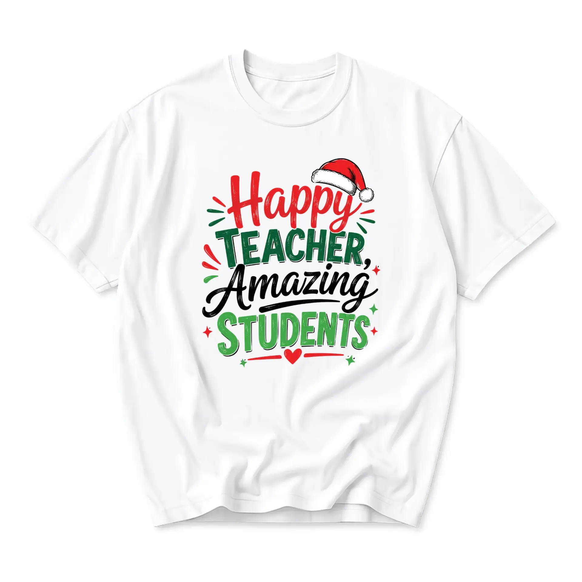 Funny Shirt Happy Teacher Amazing Students Graphic Tee Holiday Season Casual Crew Neck Cotton Apparel for Professionals