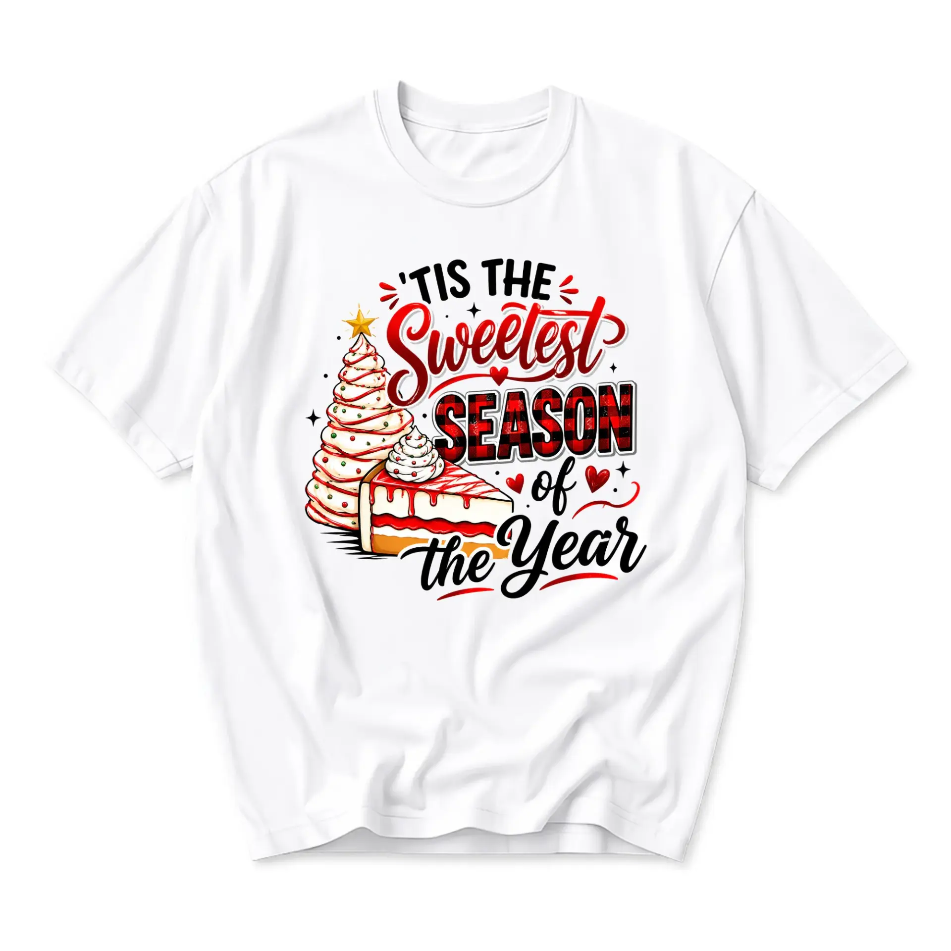 Graphic Tee Tis the Sweetest Season of Year Holiday Dessert Inspired Unisex Casual Crew Neck Soft Cotton Shirt