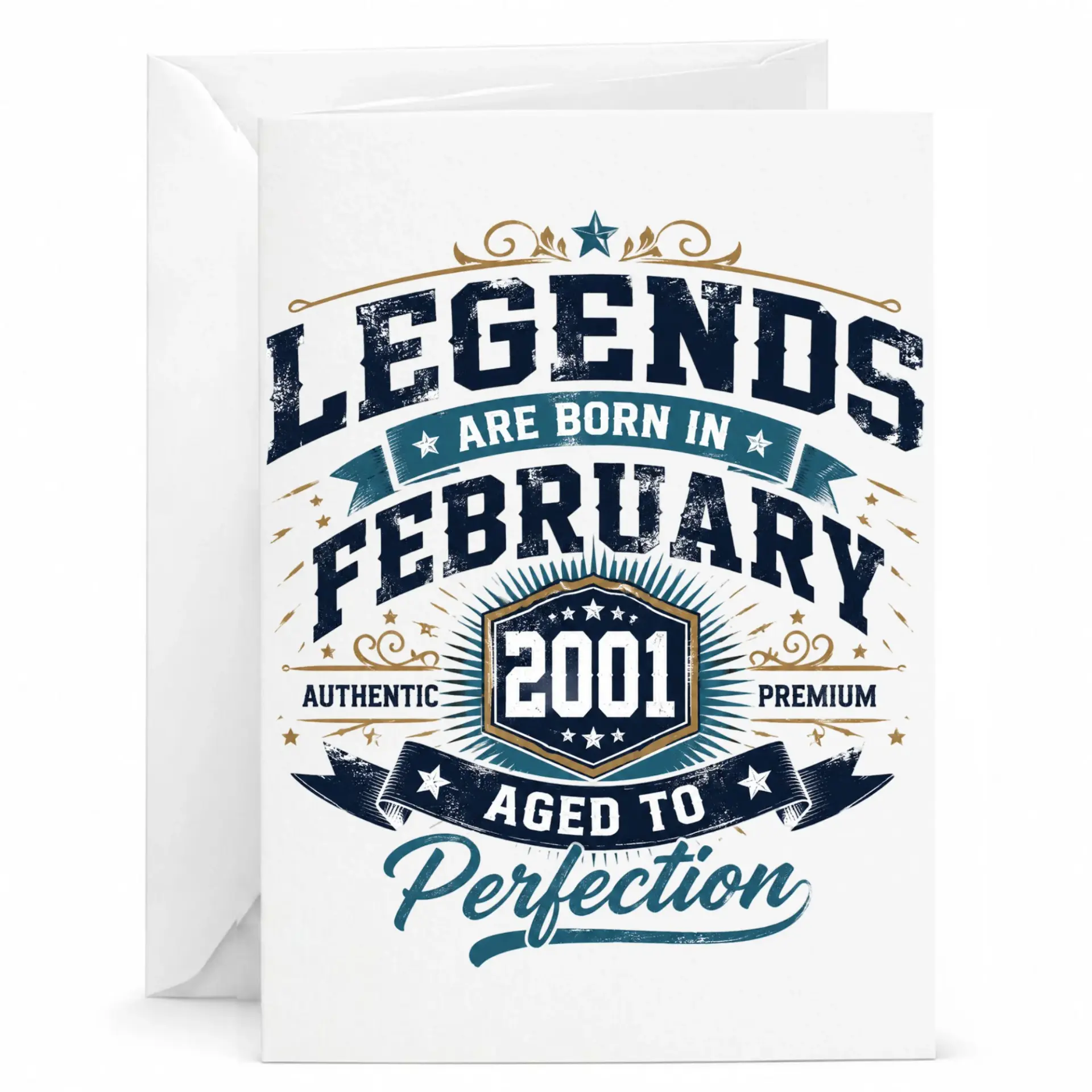 Birthday Card Legends Are Born in February 2001 Aged to Perfection Vintage Style Greeting Card for Milestone Celebrations