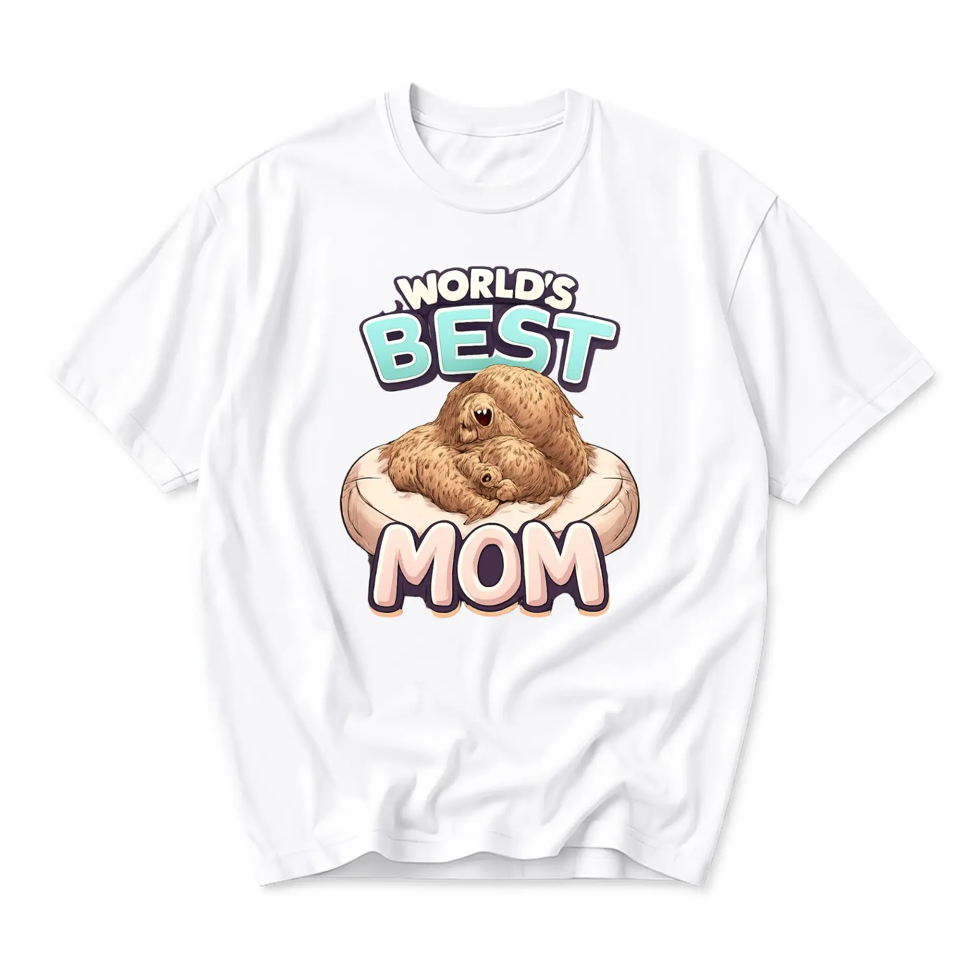Funny Shirt World's Best Mom Graphic Tee Sloth Illustration Unisex Crew