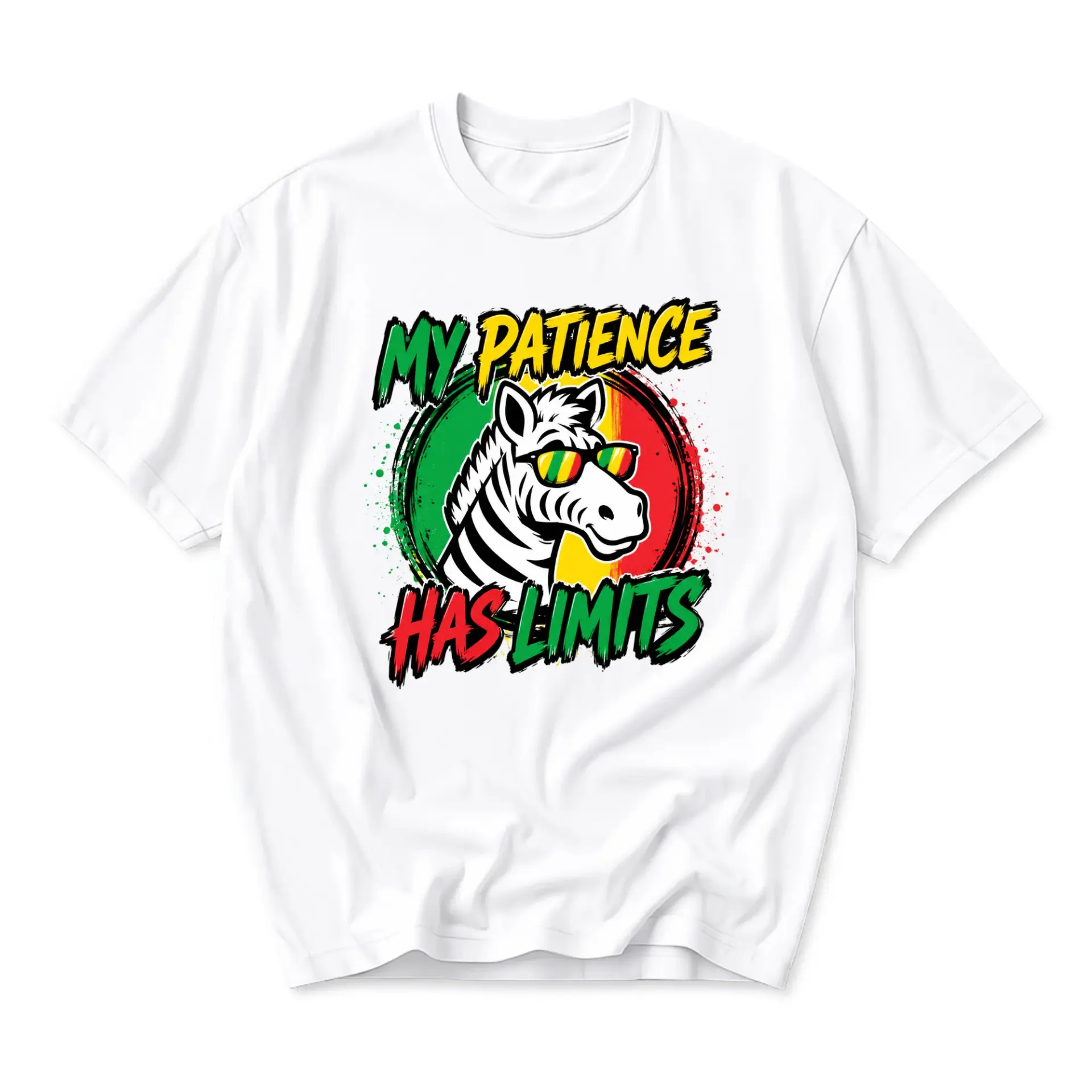 Funny Shirt My Patience Has Limits Zebra Graphic Tee Casual Short Sleeve Crew Neck Unisex Cotton Blend Top