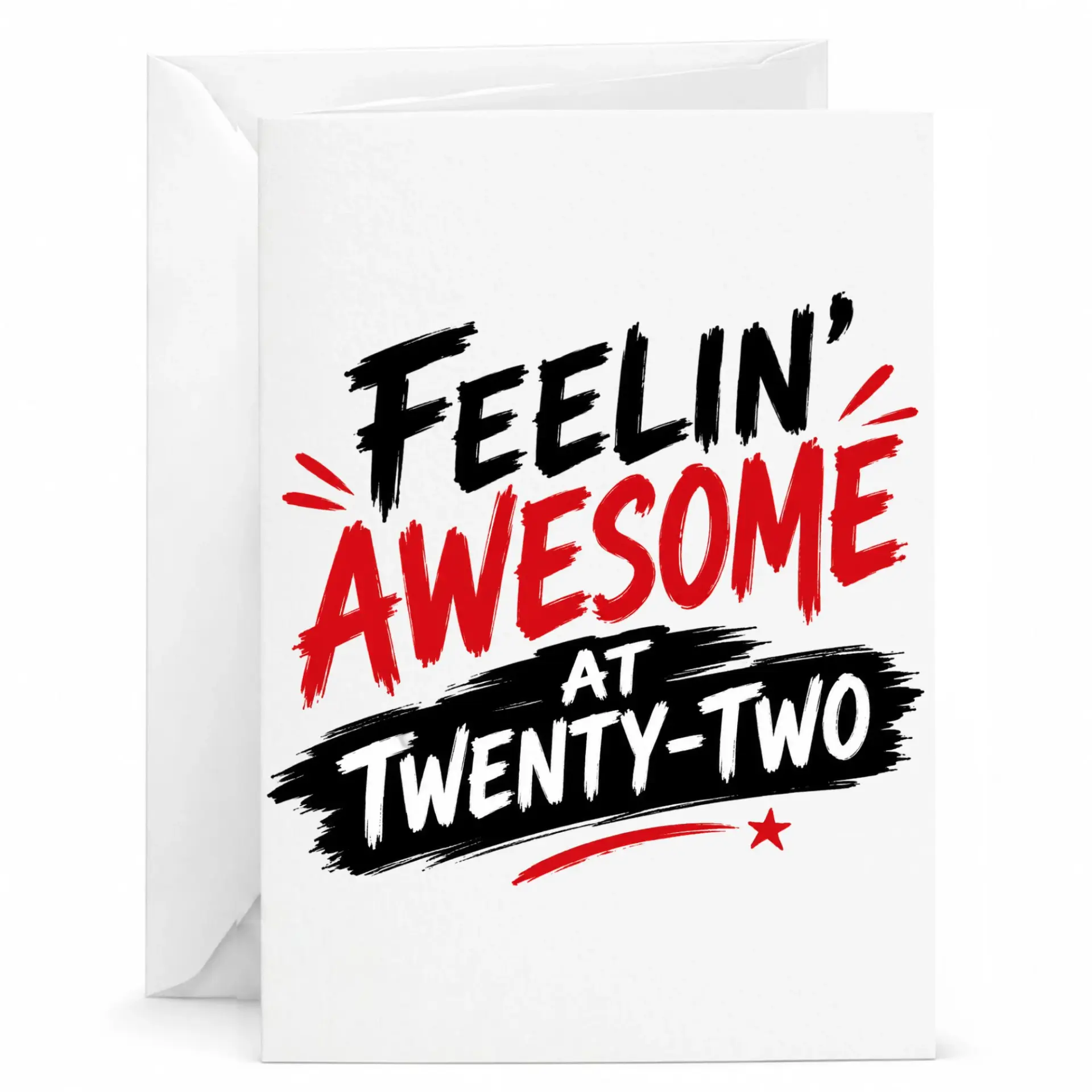 Birthday Card Feelin Awesome at Twenty-Two Funny Typography Greeting Card for Twenty Second Birthday Celebration