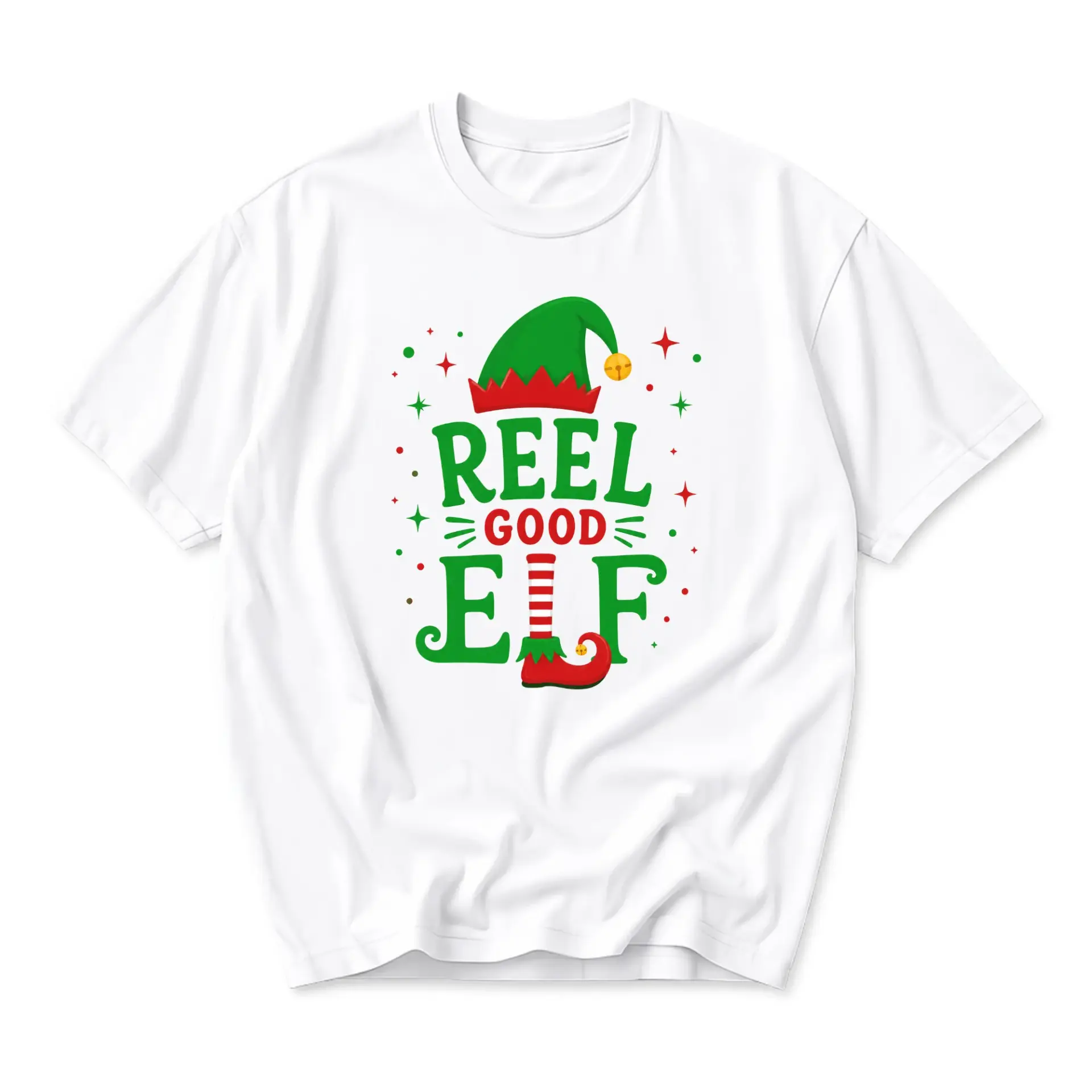Funny Shirt Reel Good Elf Graphic Tee Holiday Casual Crew Neck Short Sleeve Cotton Blend Unisex Holiday Clothing Apparel