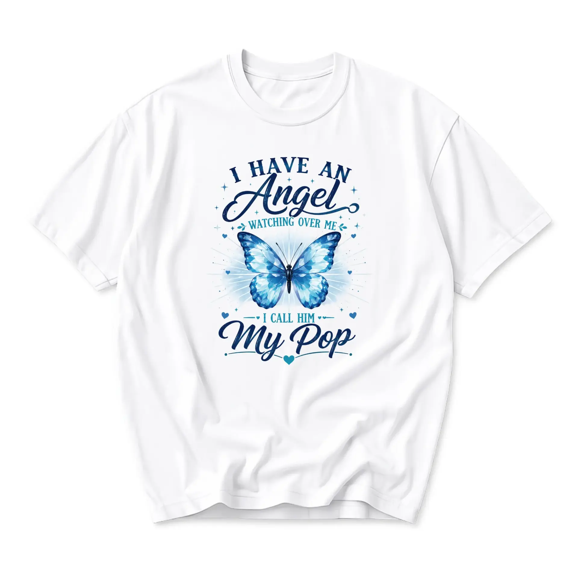 Graphic Tee I Have an Angel Watching over Me Butterfly Shirt Unisex Short Sleeve Crew Neck Memorial Casual Top