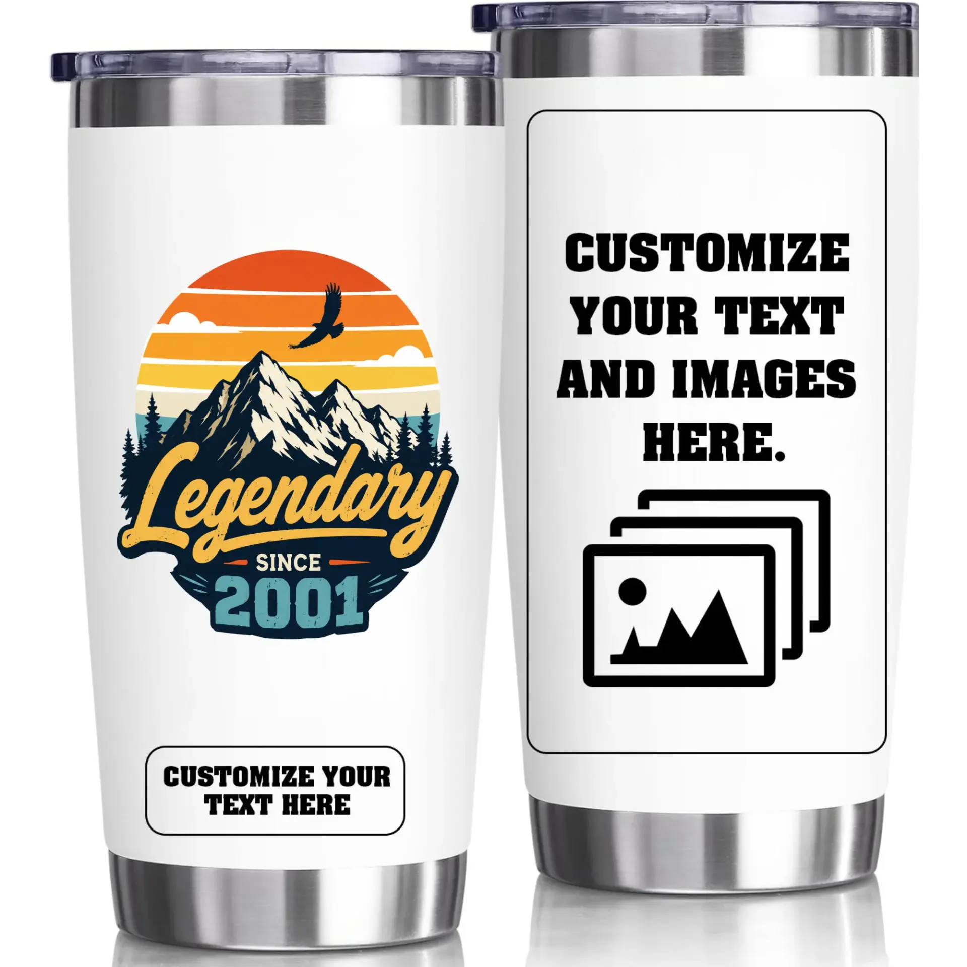 Stainless Steel Tumbler 20oz Vacuum Insulated Travel Mug for Coffee and Tea Birthday Gift with Retro Nature Graphic