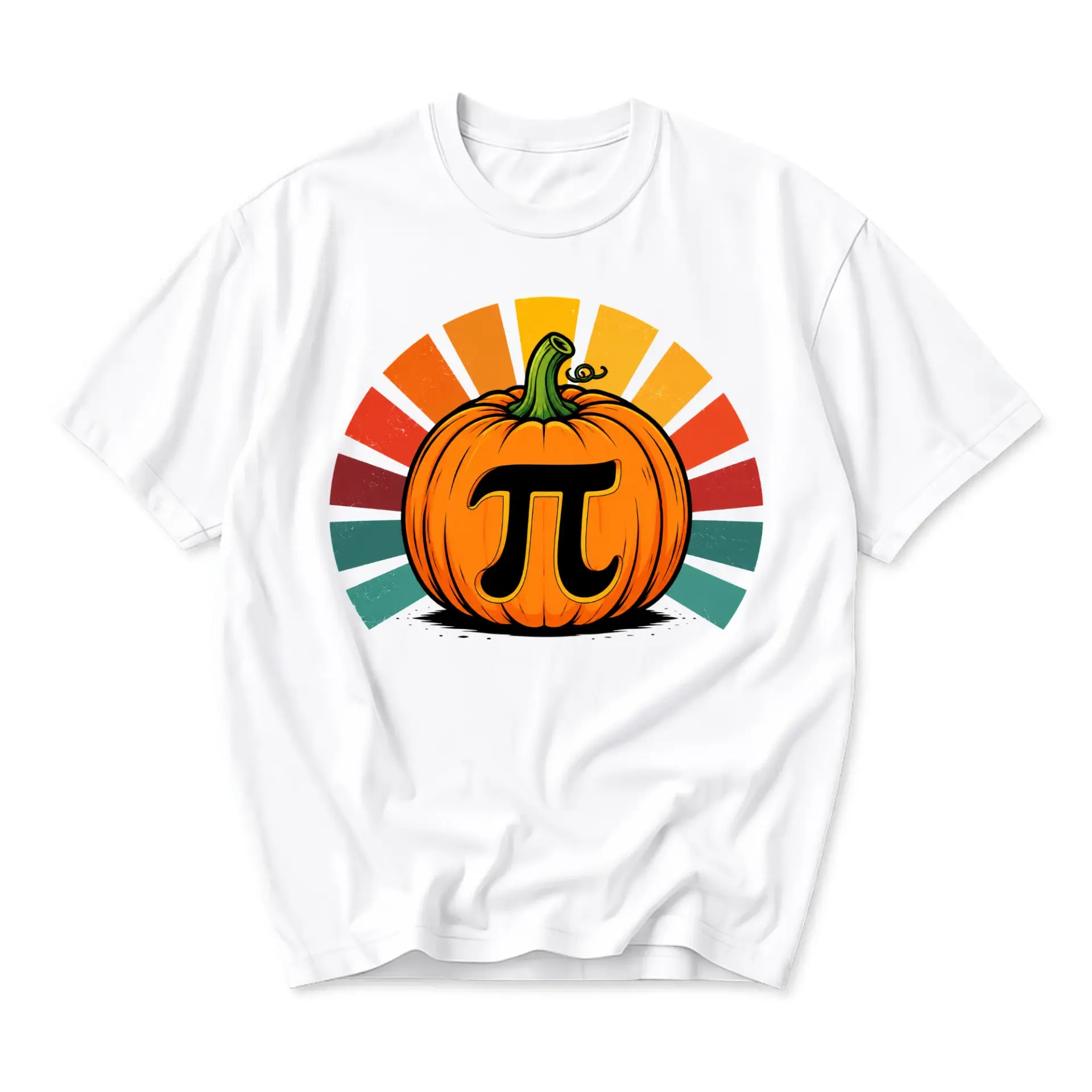 Funny Shirt Pumpkin Pi Symbol Graphic Tee Retro Fall Math Lover Unisex Crew Neck Cotton Blend Casual Short Sleeve Top