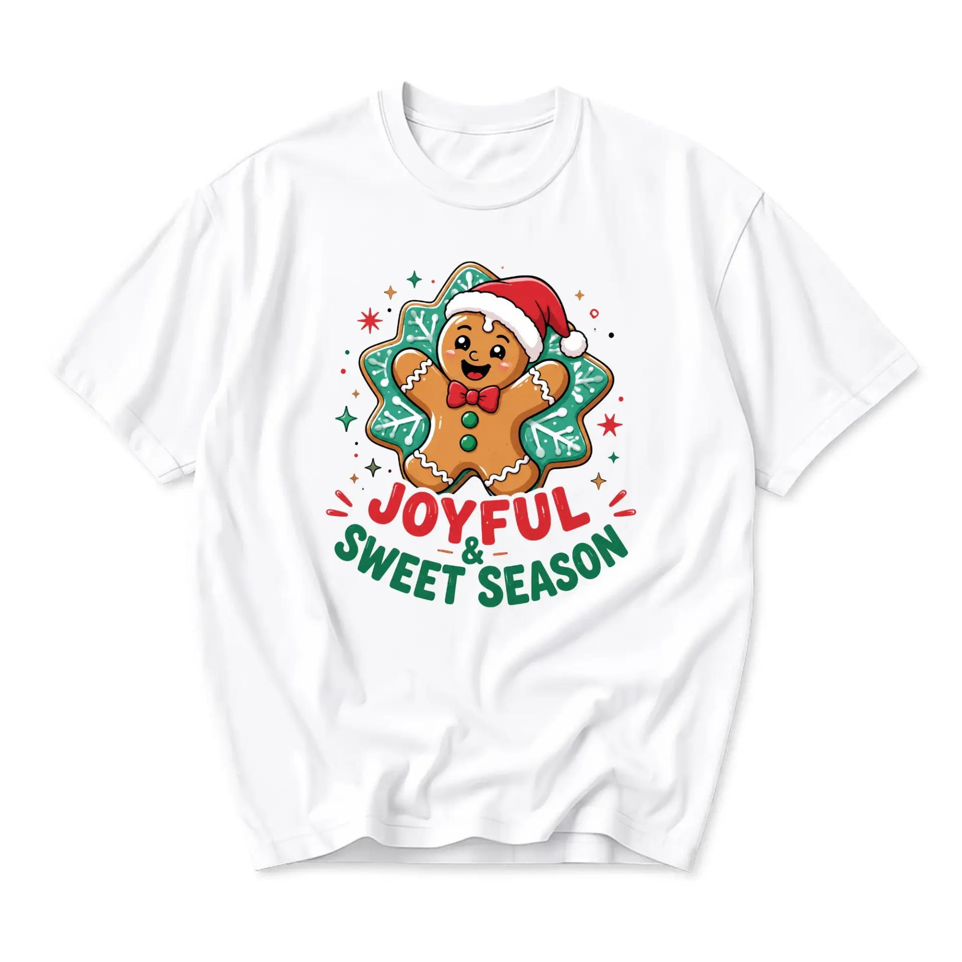 Graphic Tee Joyful and Sweet Season Gingerbread Cookie Shirt Holiday Unisex