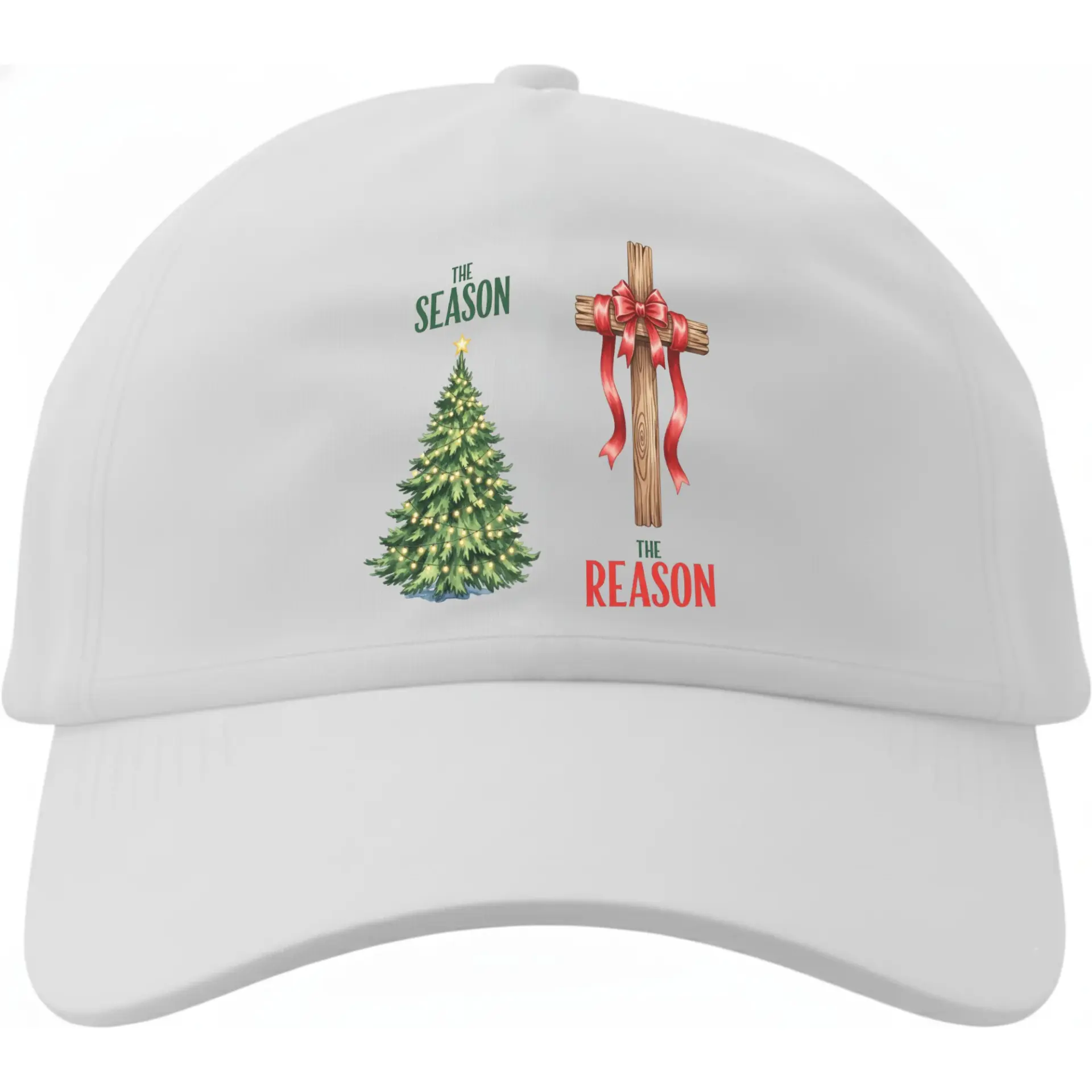 Baseball Cap Christmas Tree and Cross Design Religious Holiday Hat for Casual Wear and Outdoor Sun Protection Accessory