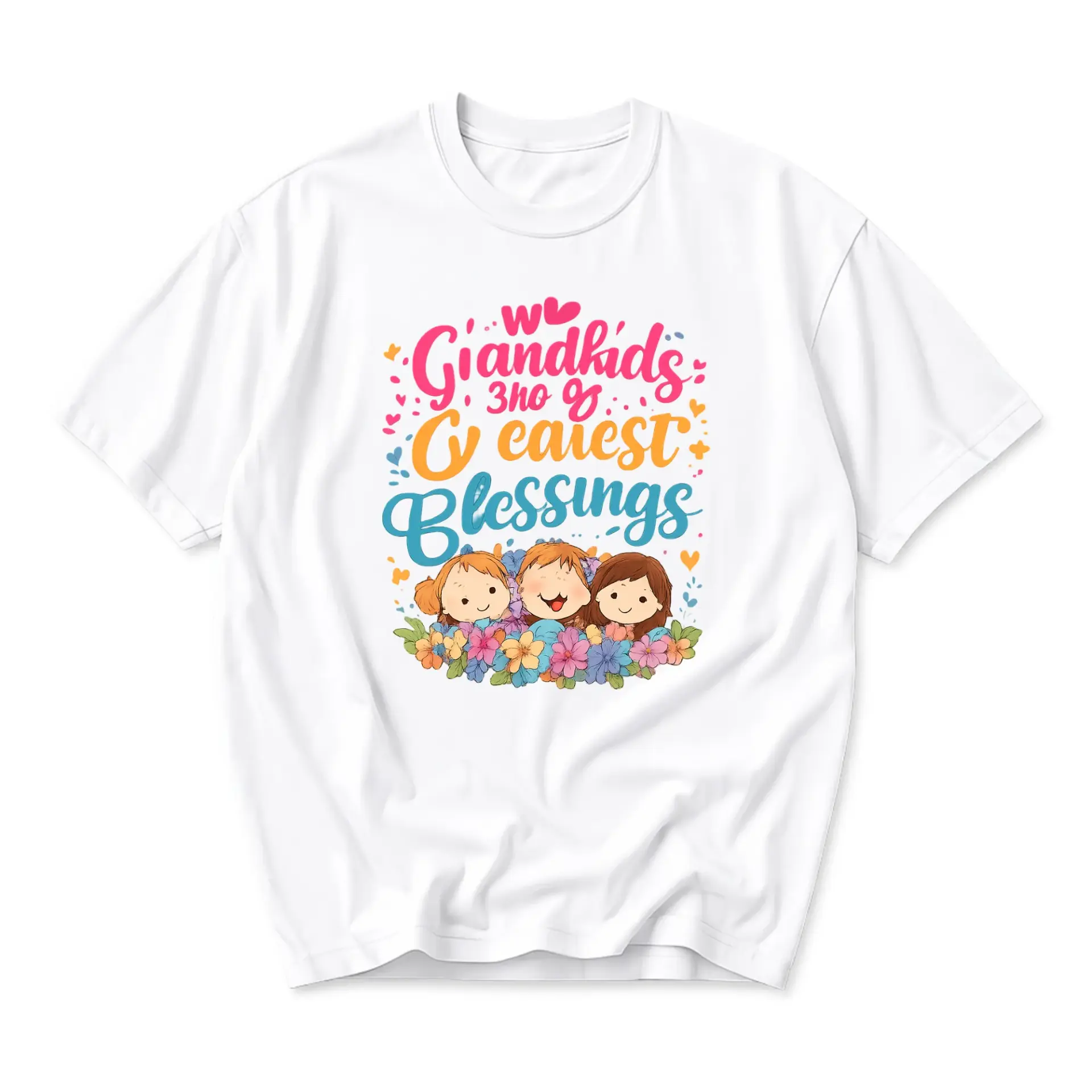 Funny Shirt Grandkids and Cutest Blessings Graphic Printed T-Shirt Casual Unisex Crew Neck Everyday Outfit