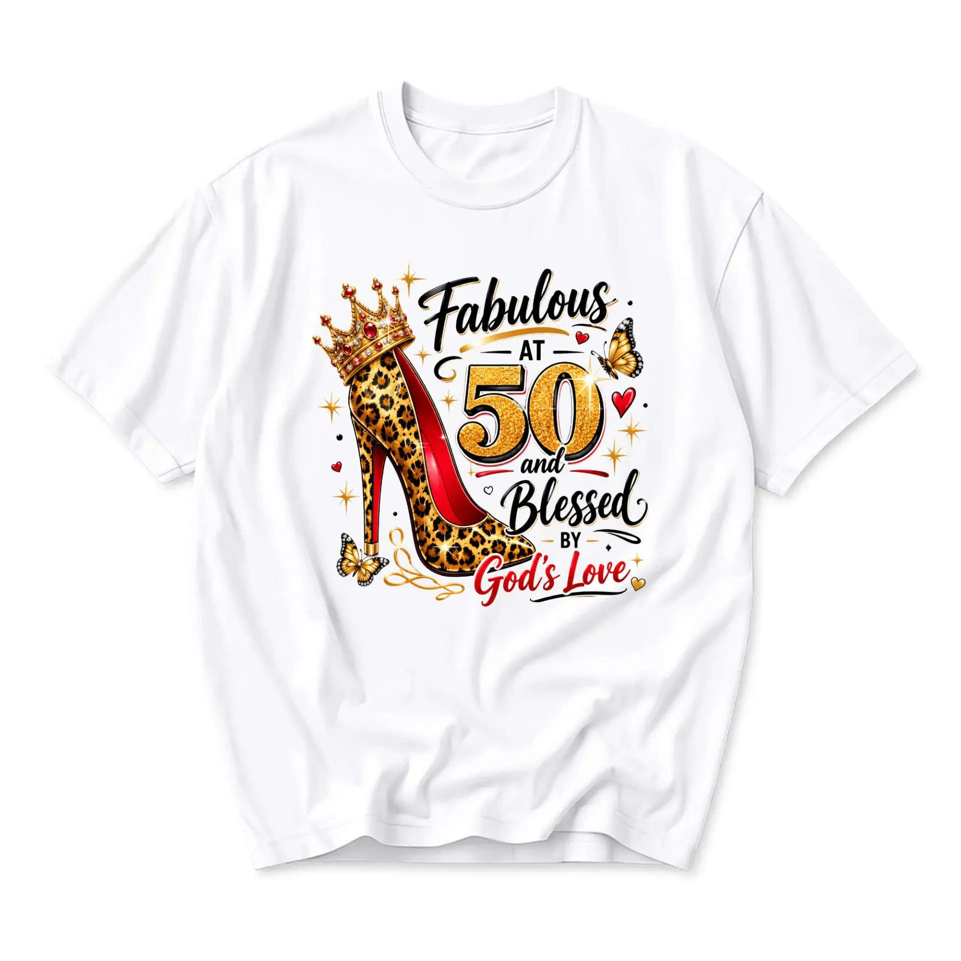 Graphic Tee Fabulous at 50 and Blessed by God's Love Unisex Birthday