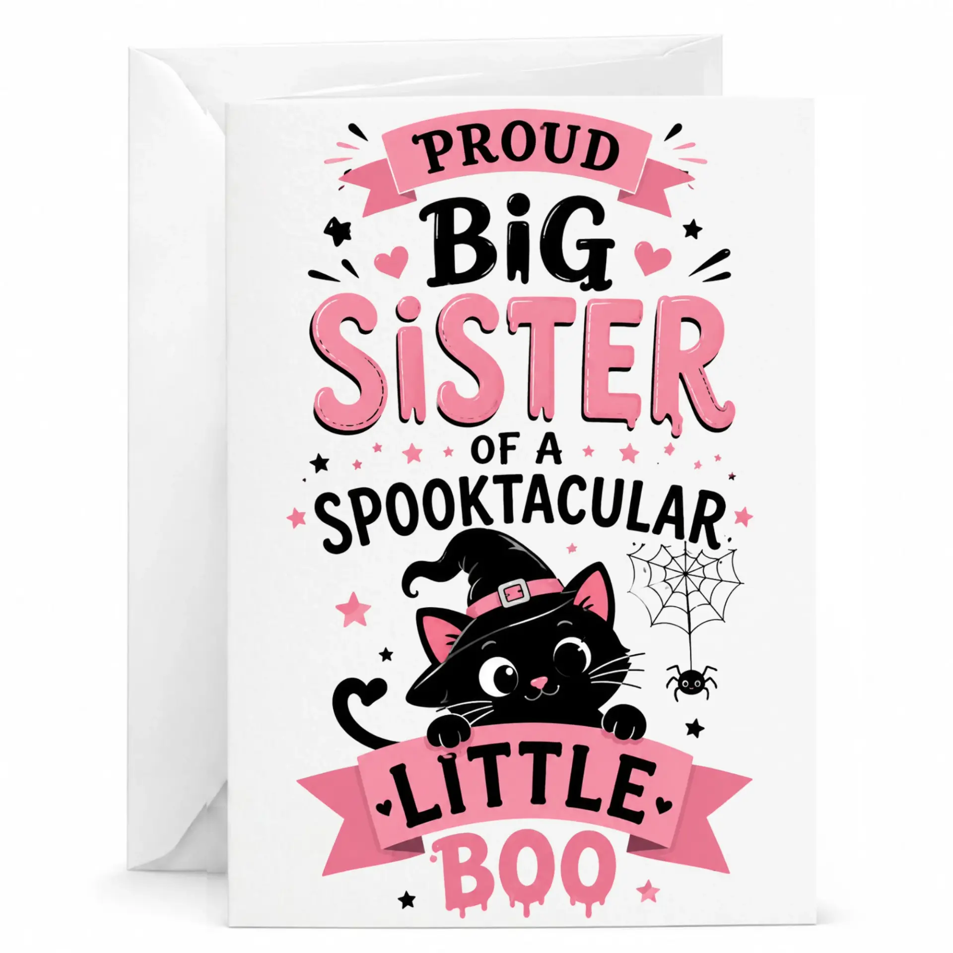 Greeting Card for Big Sister Announcement Featuring Cute Design New Sibling Milestone
