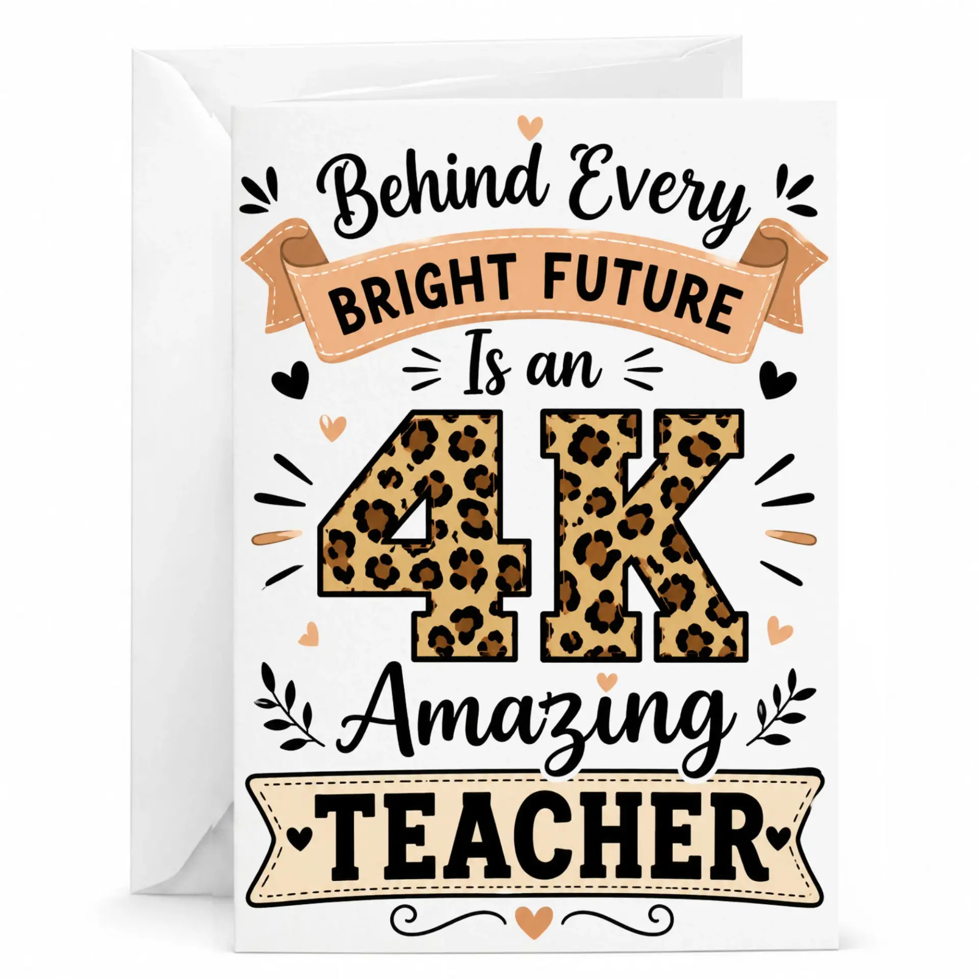 Greeting Card Behind Every Bright Future Is an Teacher Appreciation Note with Matching White Envelope 5x7 Inch