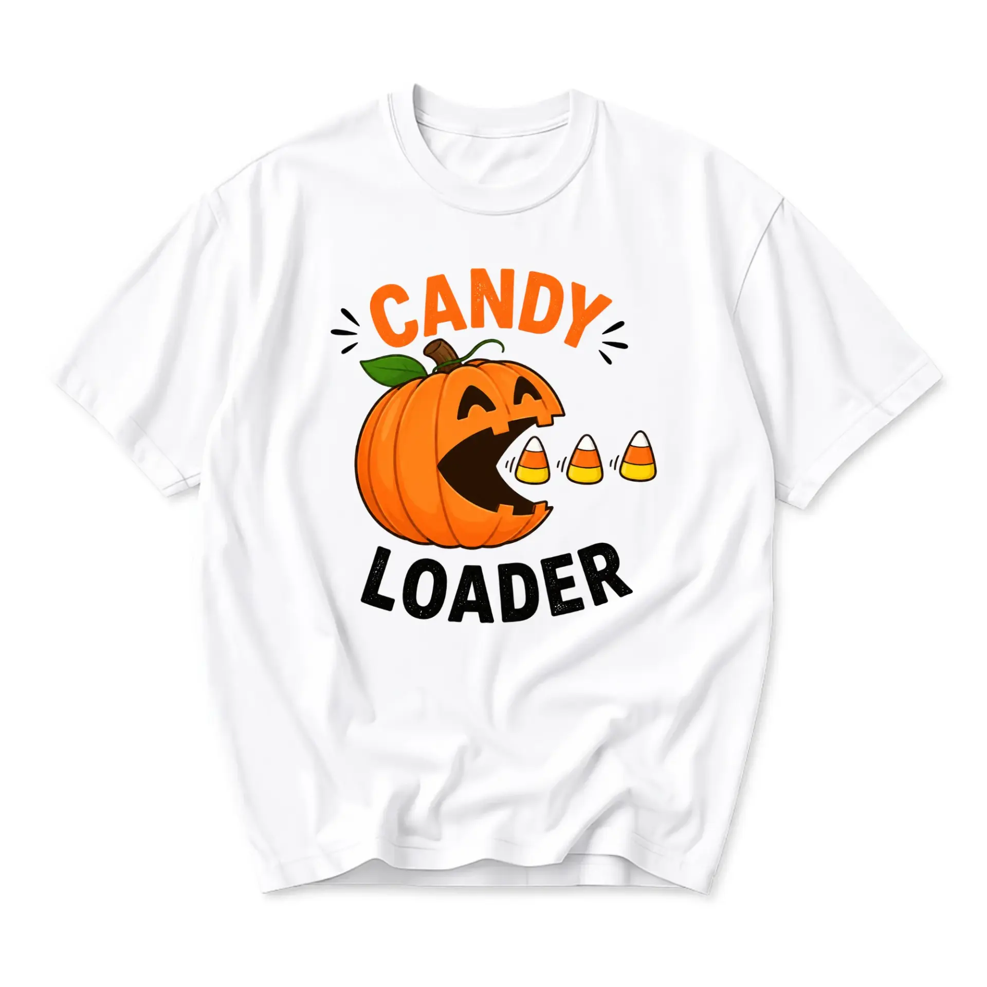 Graphic Tee Candy Loader Pumpkin Halloween Unisex Crew Neck T-Shirt Soft Cotton Casual Holiday Graphic Print Top