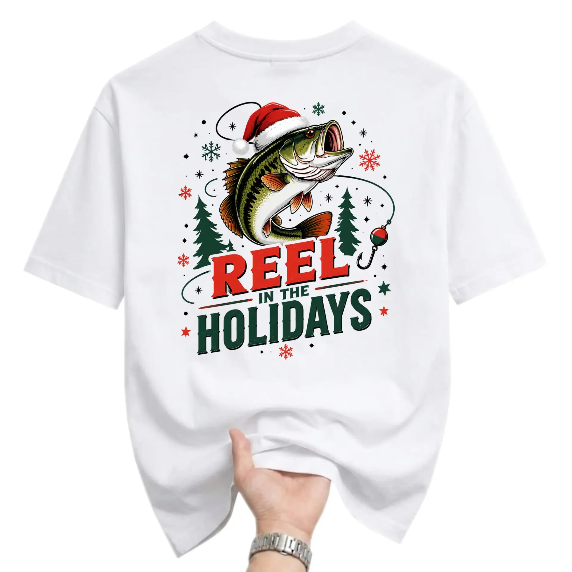 Funny Shirt Reel in the Holidays Graphic Tee Unisex Fishing Christmas
