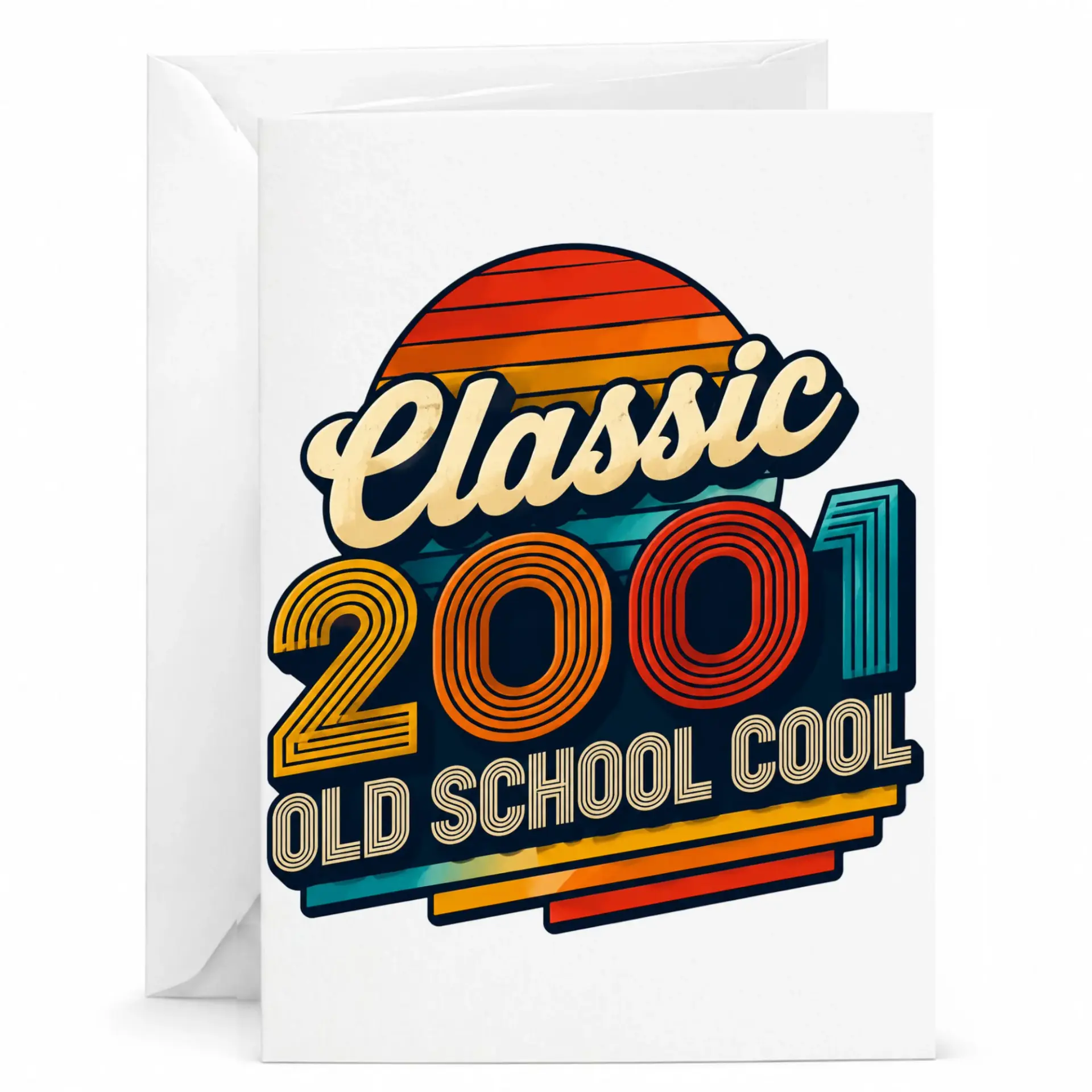 Birthday Greeting Card Classic 2001 Old School Cool Retro Sunset Vintage Style Gift Card for Birthday Celebration