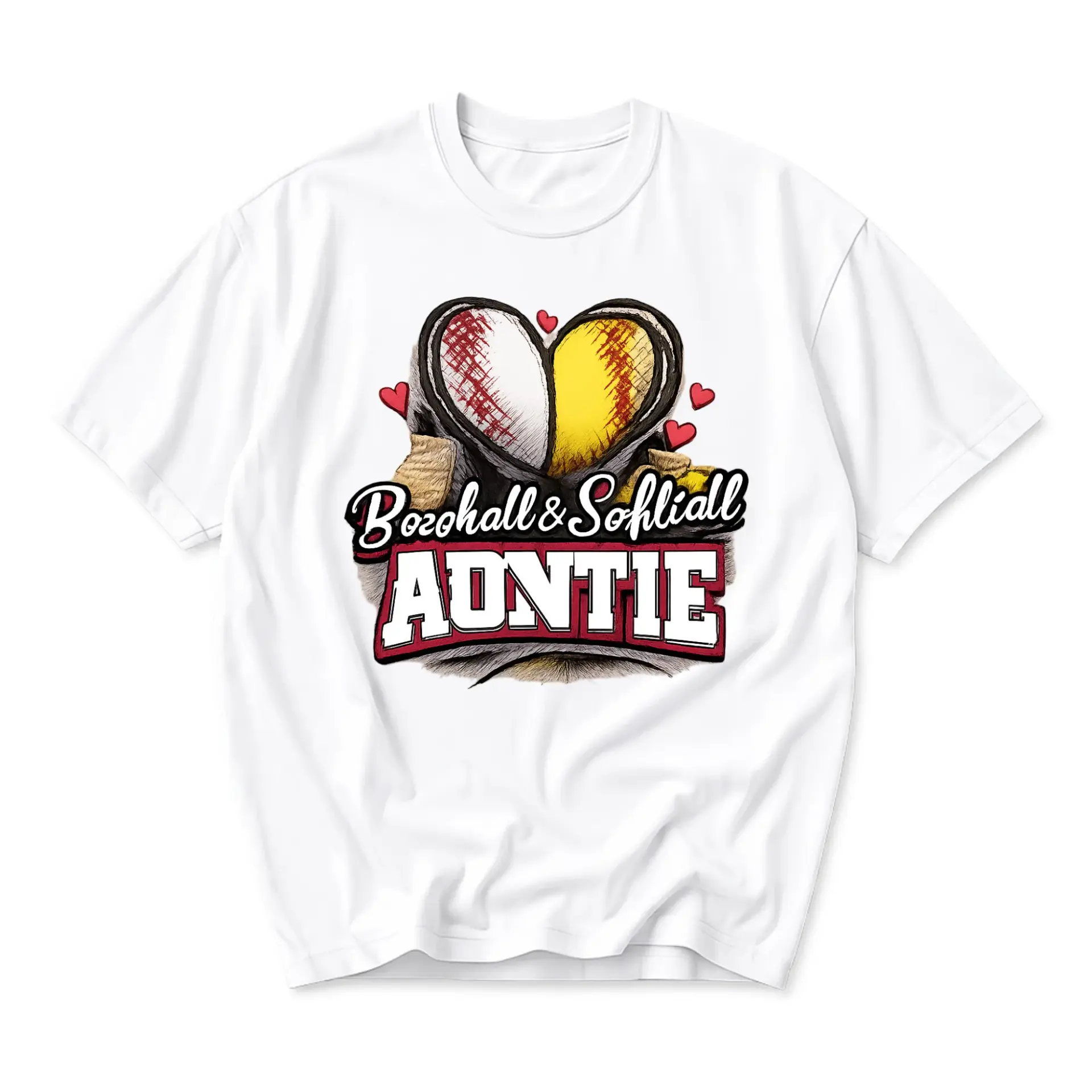 T-shirt Baseball and Softball Auntie Graphic Tee Unisex Crew Neck Casual Everyday Sports Fan Apparel Cotton Top White