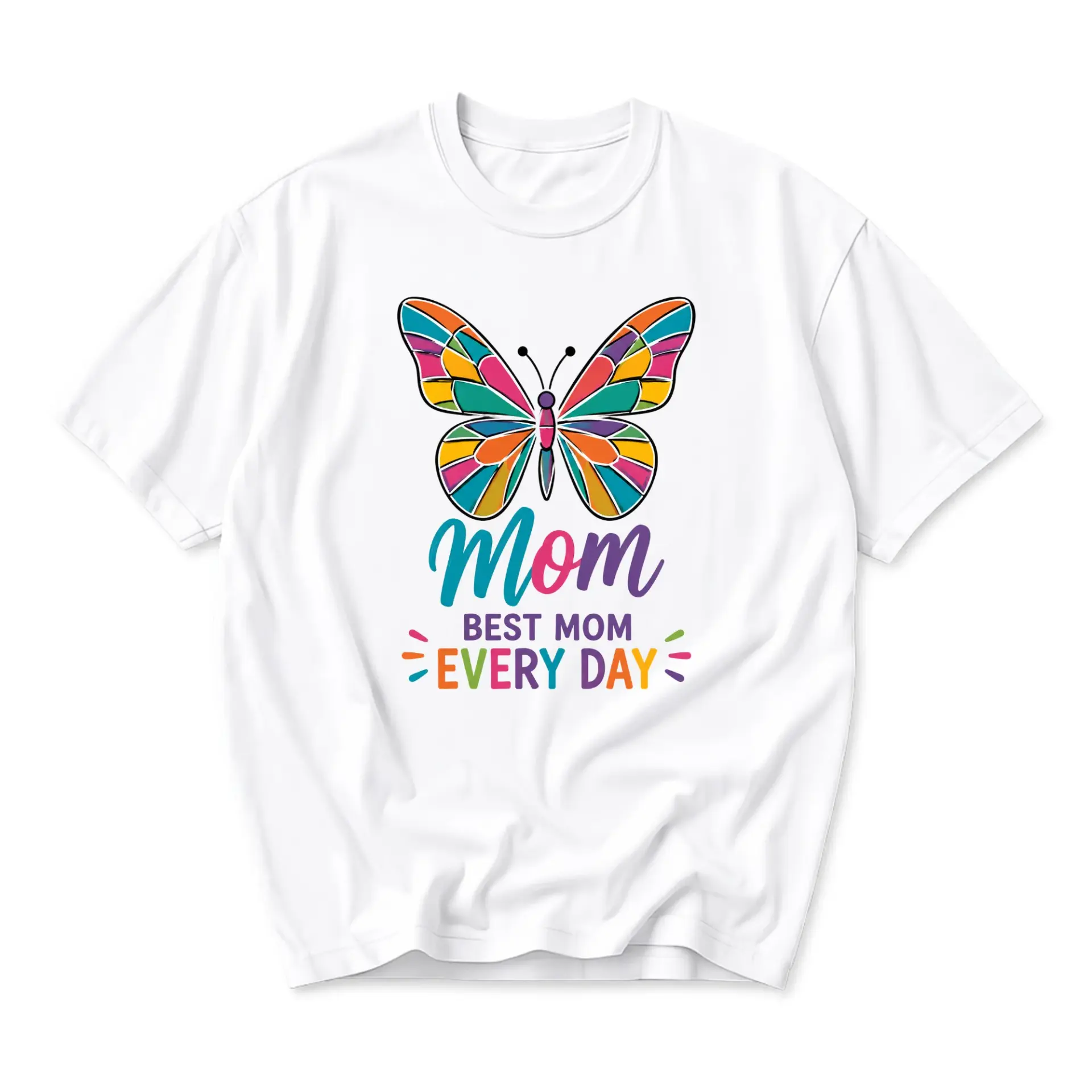 Graphic Tee Unisex Butterfly Best Mom Every Day Printed Shirt Soft Cotton Crew Neck Casual Wear for Daily Outfits