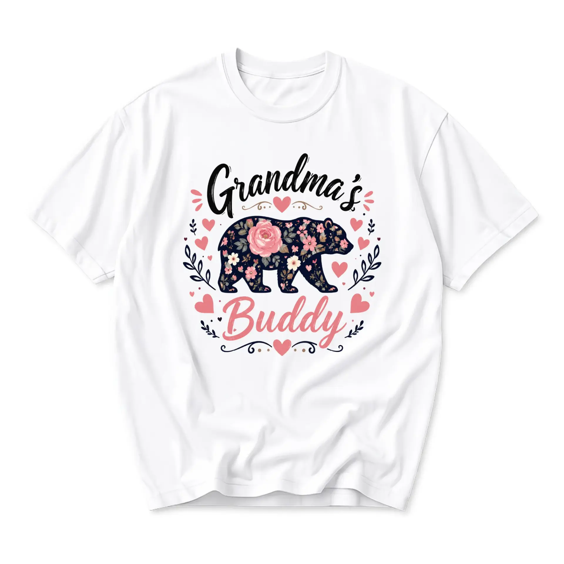 Graphic Tee Grandma's Floral Print Unisex Crew Neck Shirt for Casual Everyday Wear and Gift Giving