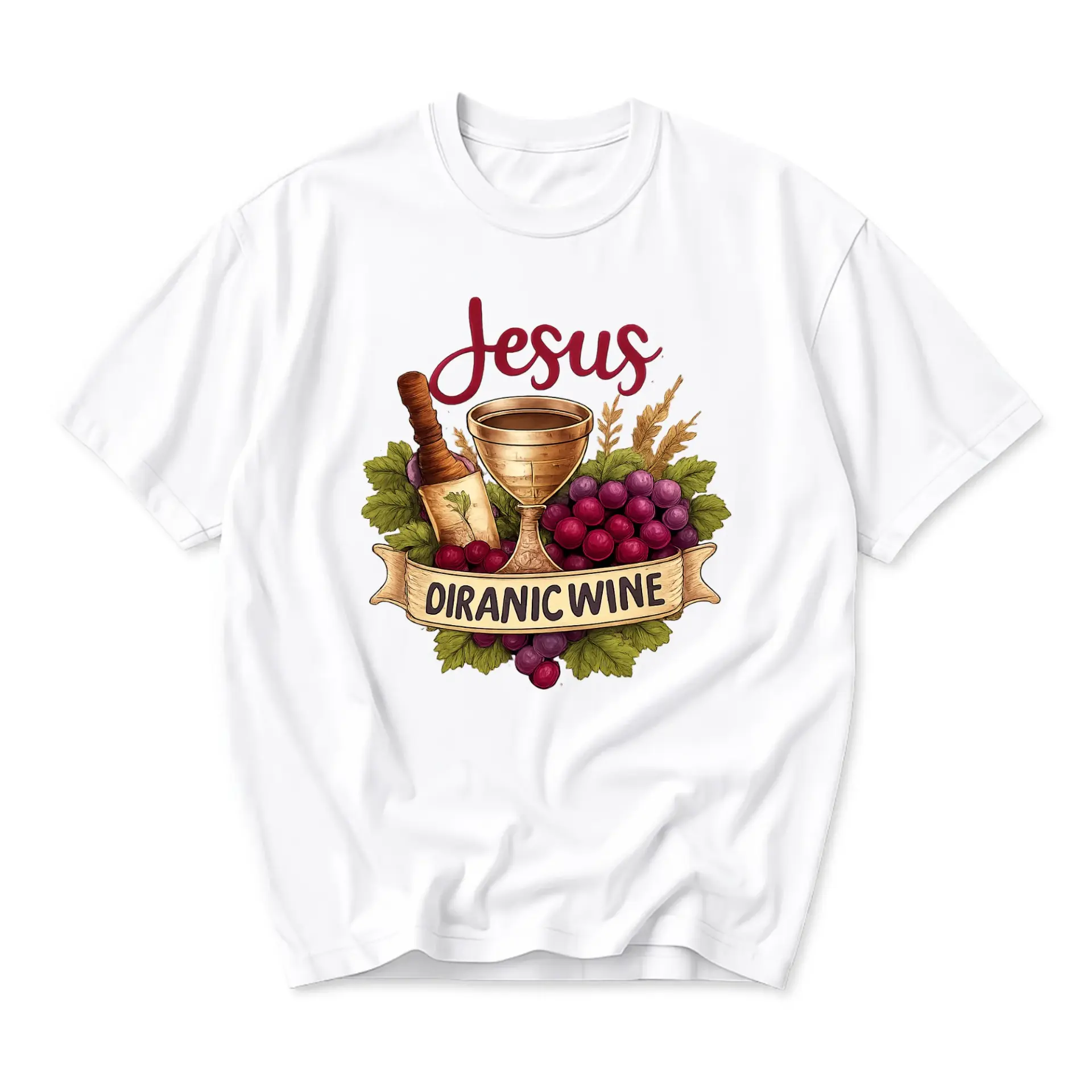 Funny Shirt Jesus Diranic Wine Graphic Tee Religious Humor Gift Casual Unisex Crew Neck Short Sleeve Cotton Top