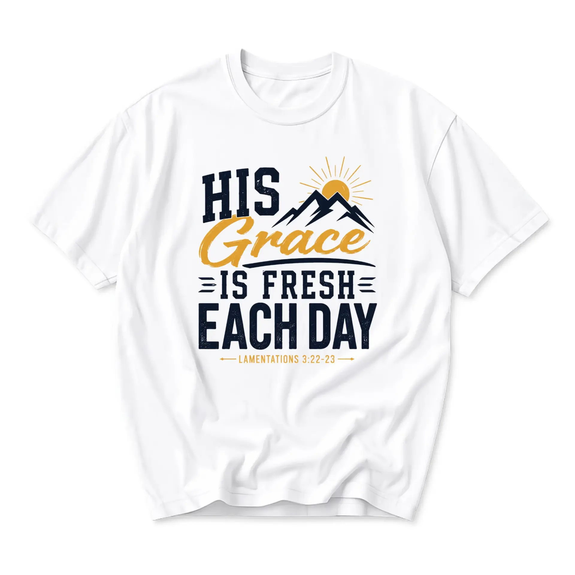 T-shirt His Grace Is Fresh Each Day Inspirational Faith Graphic Tee Comfortable Unisex Crew Neck Casual Everyday Top