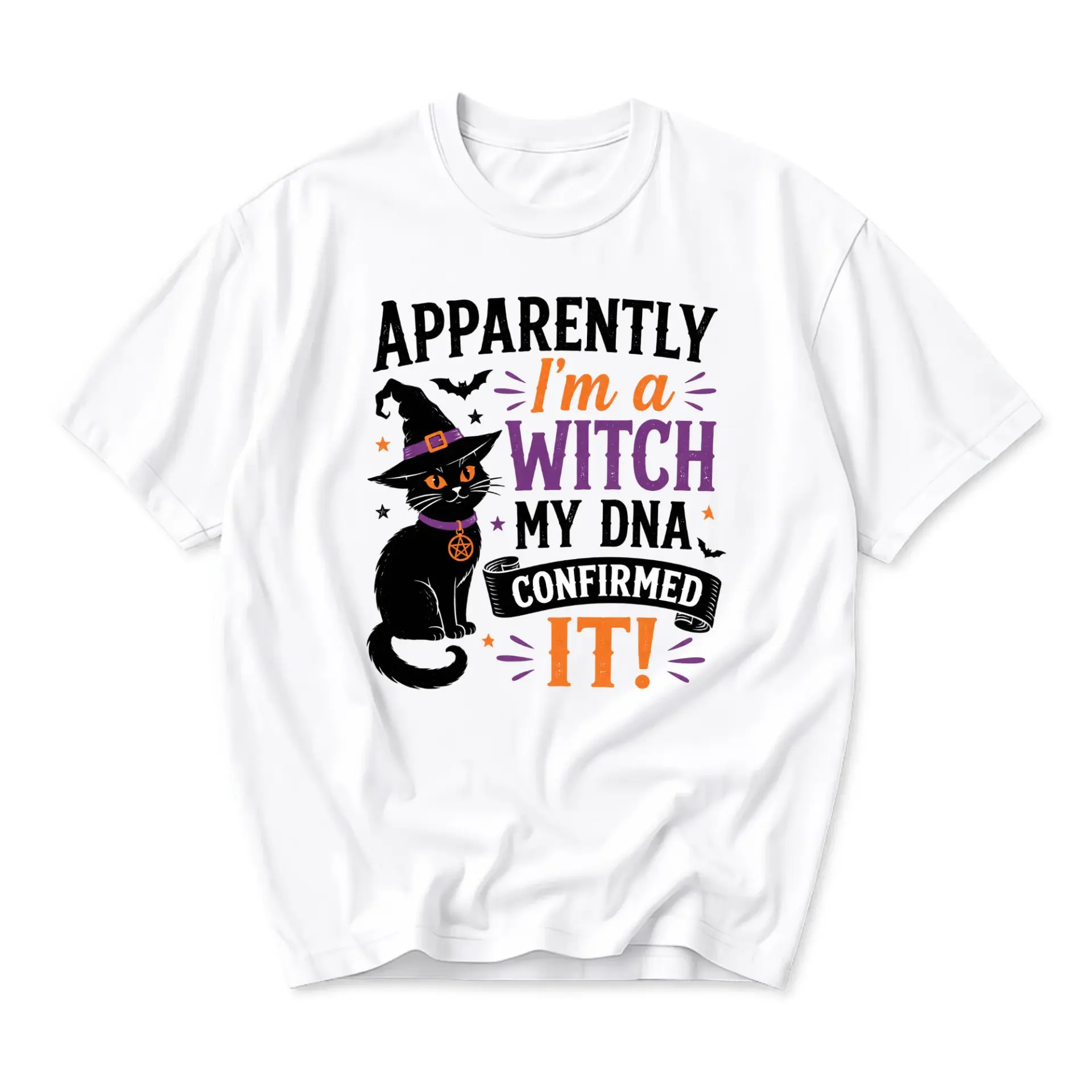 Funny Shirt Apparently I Am a Witch My Dna Confirmed It Graphic Tee Unisex Casual Crew Neck Comfortable Cotton Top