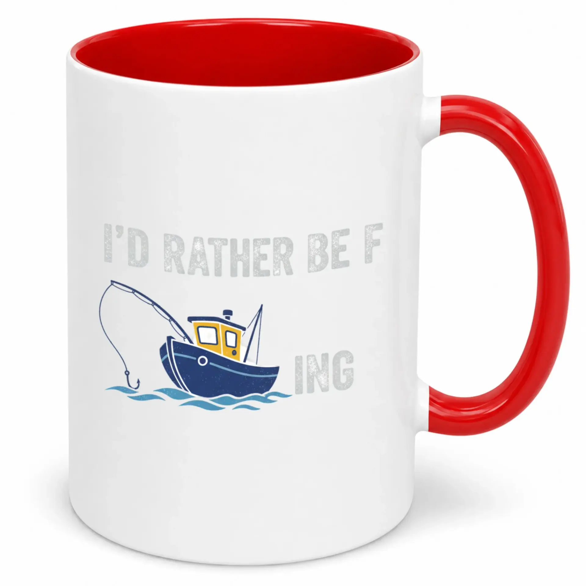 Funny Fishing Ceramic Coffee Mug with Humorous "i'd Rather Be F Ing" Slogan and Boat Design Unique Angler Gift Drinkware