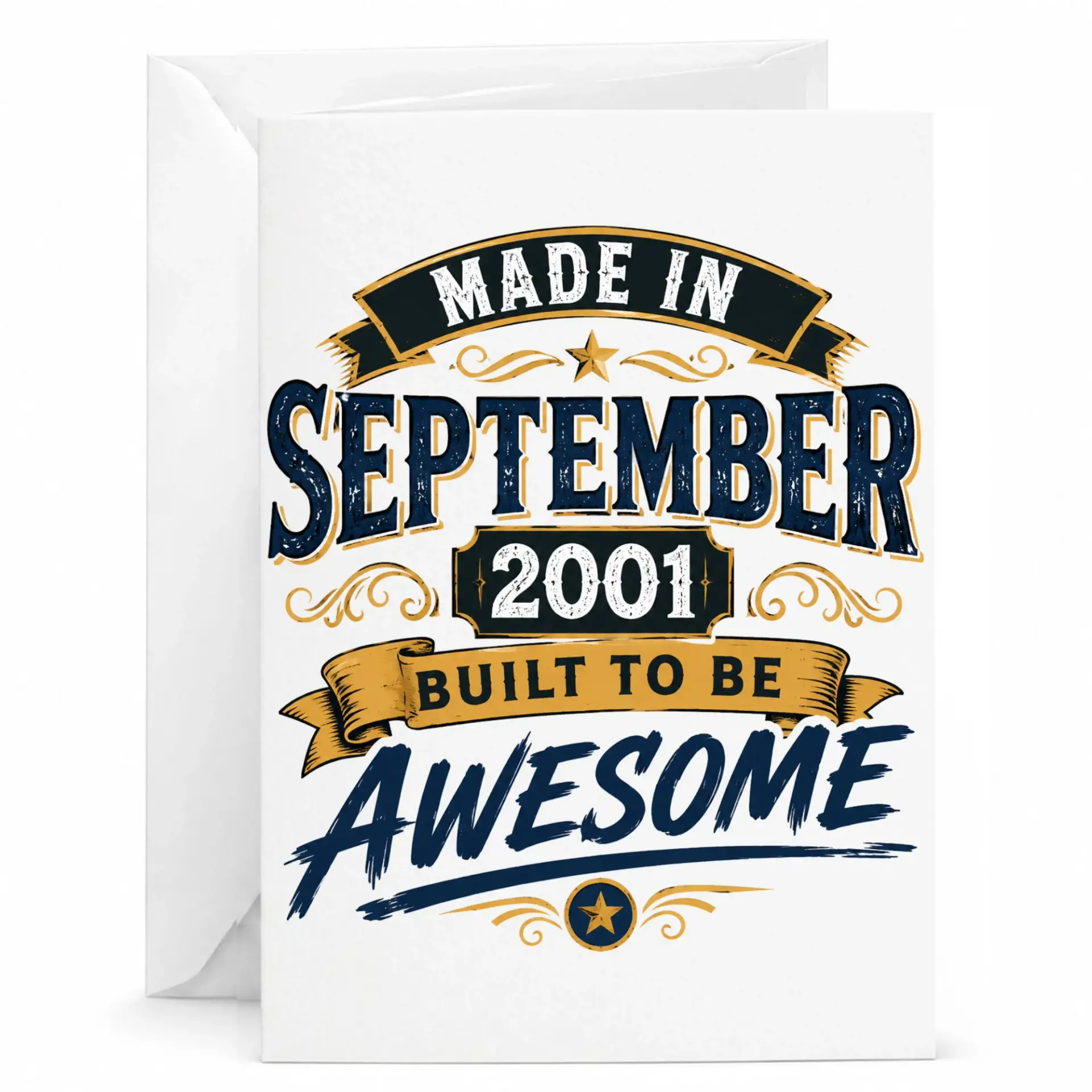 Birthday Card Made in September 2001 Built to Be Awesome Vintage Style Greeting Card for Milestone Celebration Anniversary