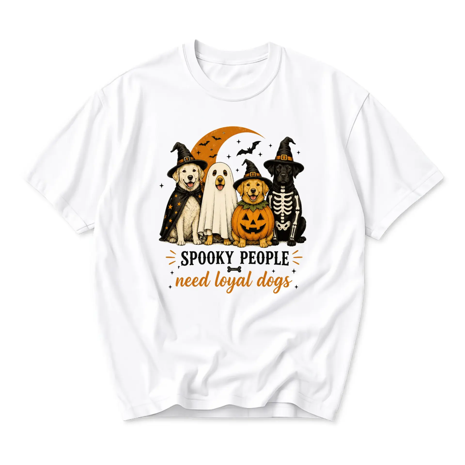 Graphic Tee Spooky People Need Loyal Dogs Halloween Shirt Funny Dog Lover Costume Unisex Crew Neck Cotton Apparel