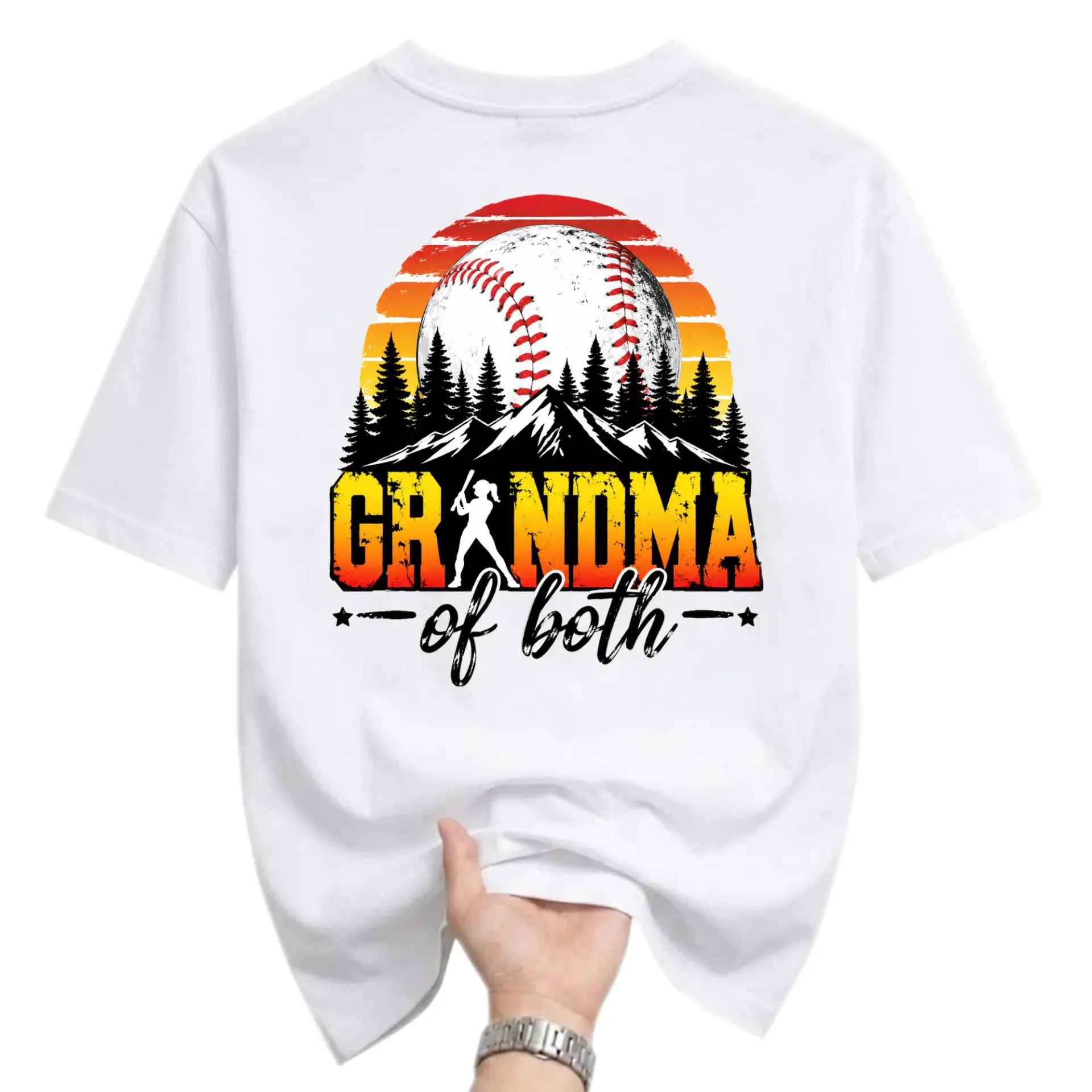Graphic Tee Baseball Grandma of Both Shirt Casual Sport Themed Unisex Crew