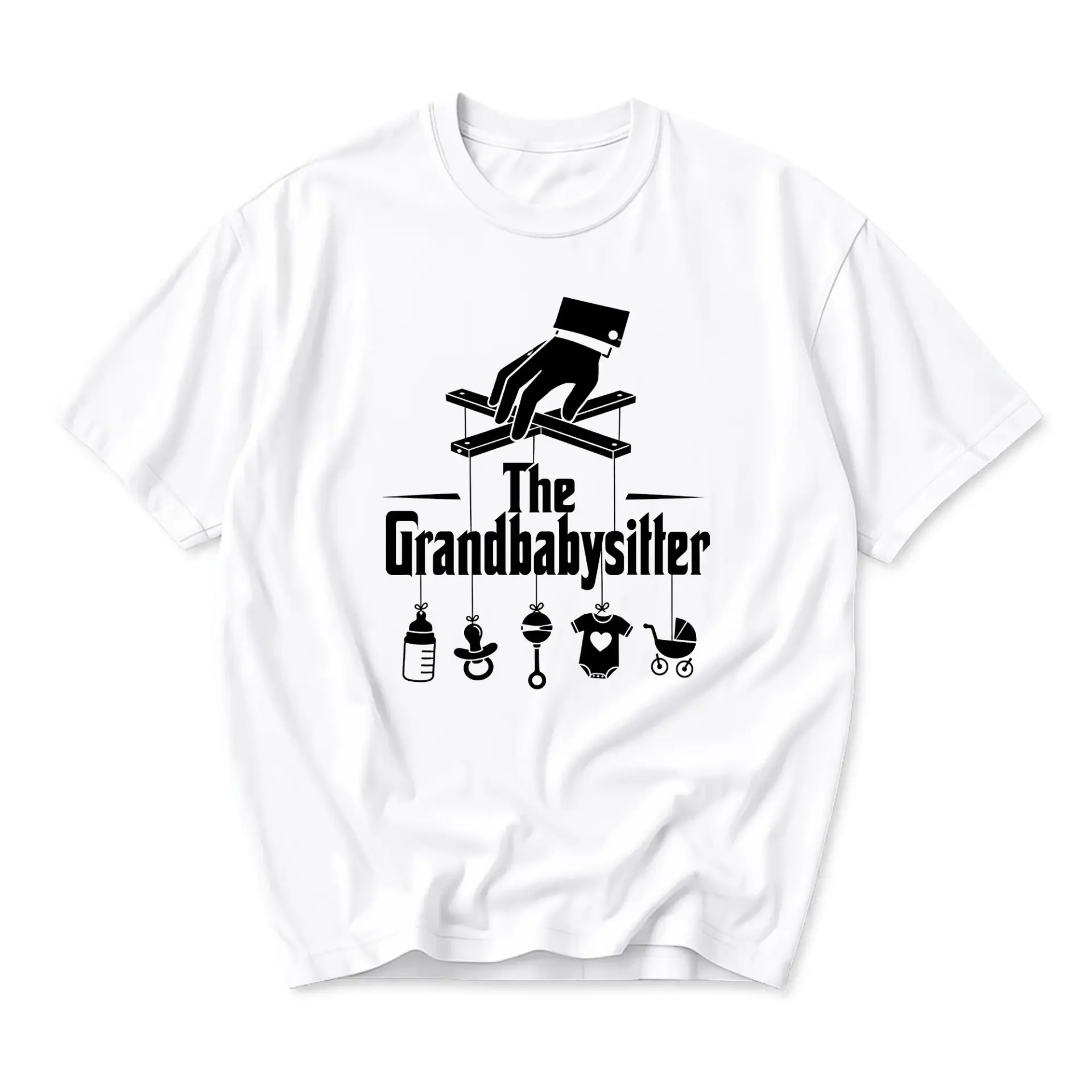 Funny Shirt the Grandbabysitter Graphic Tee Unisex Crew Neck Casual Cotton