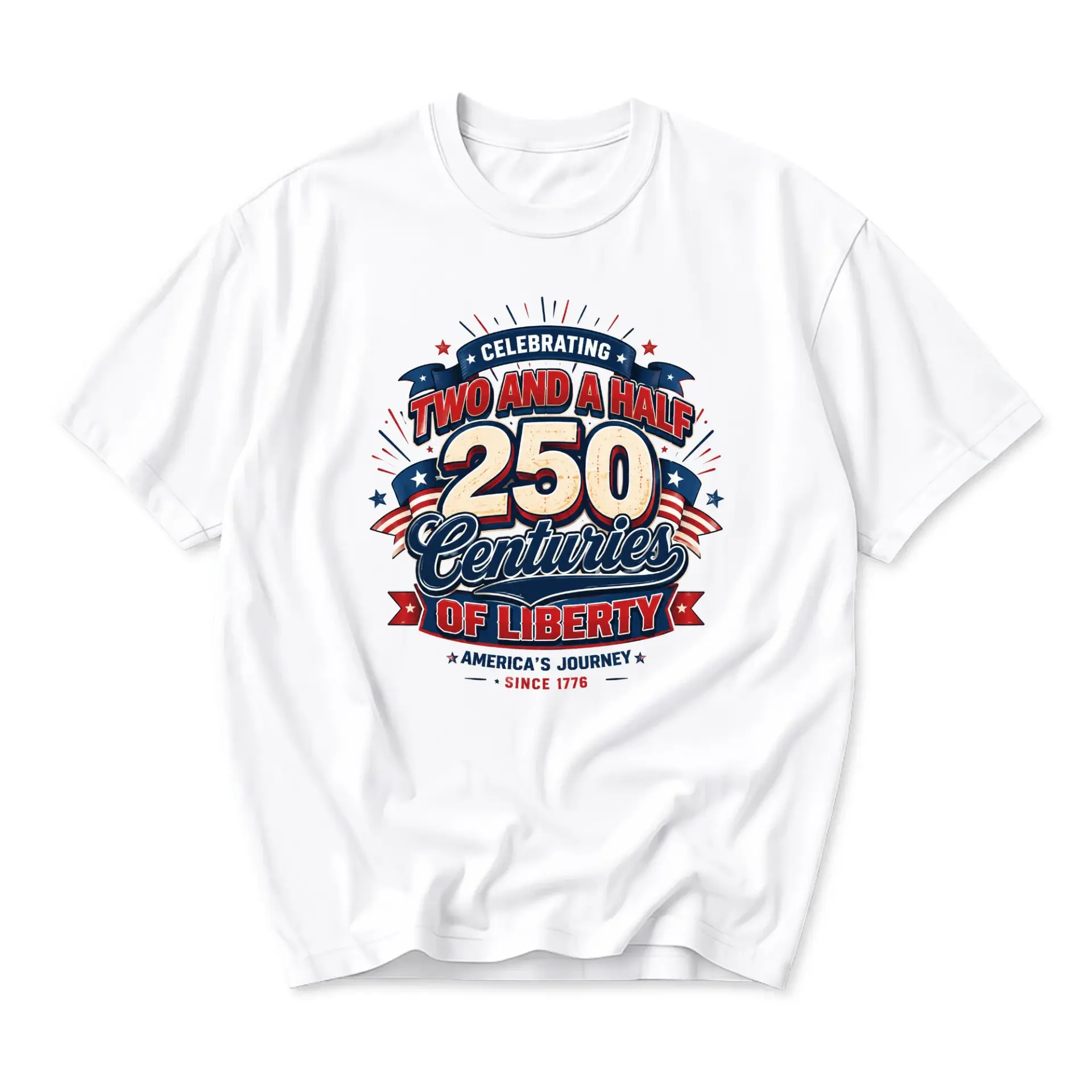 T-shirt Celebrating 250 Centuries of Liberty Graphic Tee America Journey Since 1776 Patriotic Unisex Crew Neck Apparel