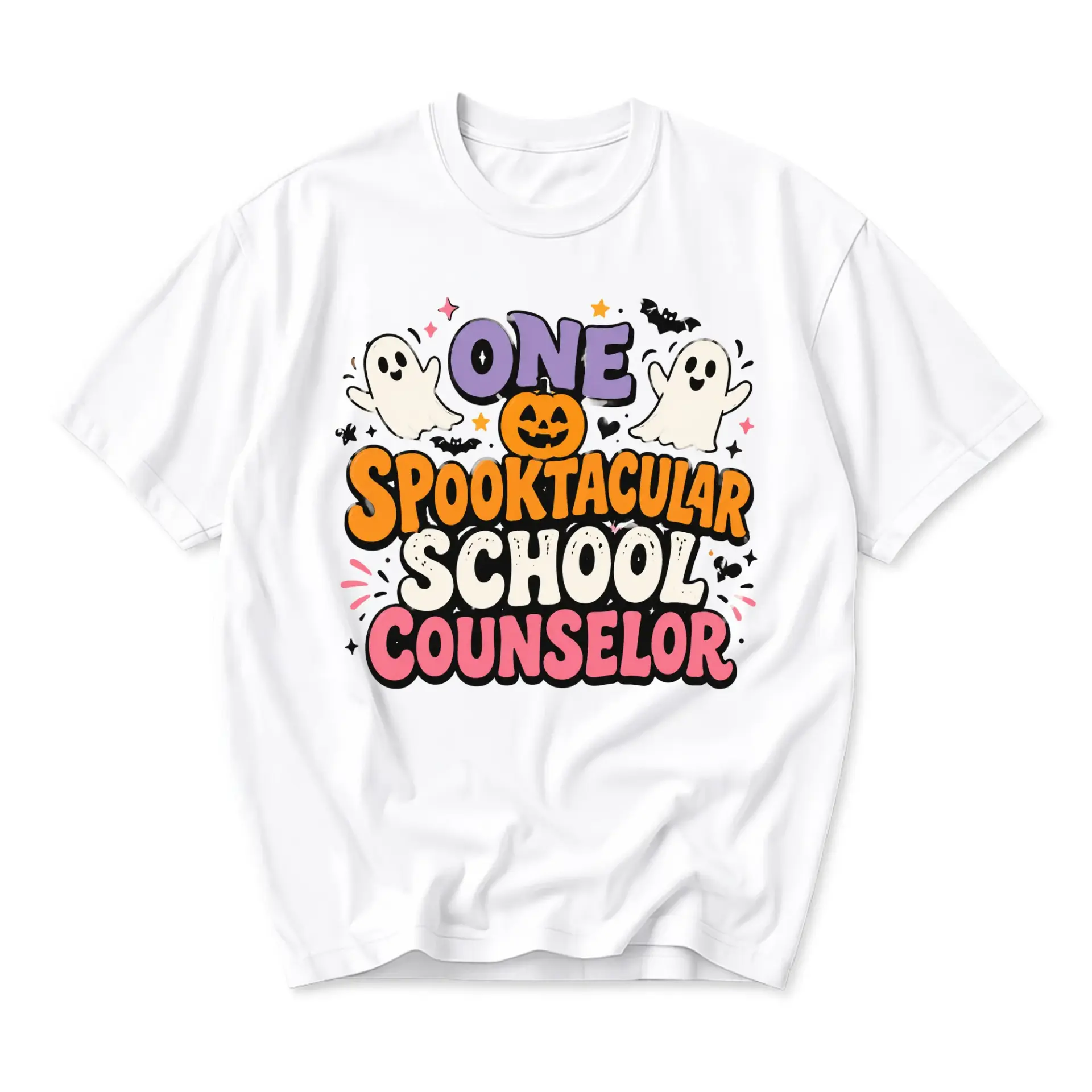 Graphic Tee One Spooktacular School Counselor Halloween Shirt Funny Unisex Crew Neck Casual Everyday Holiday Apparel