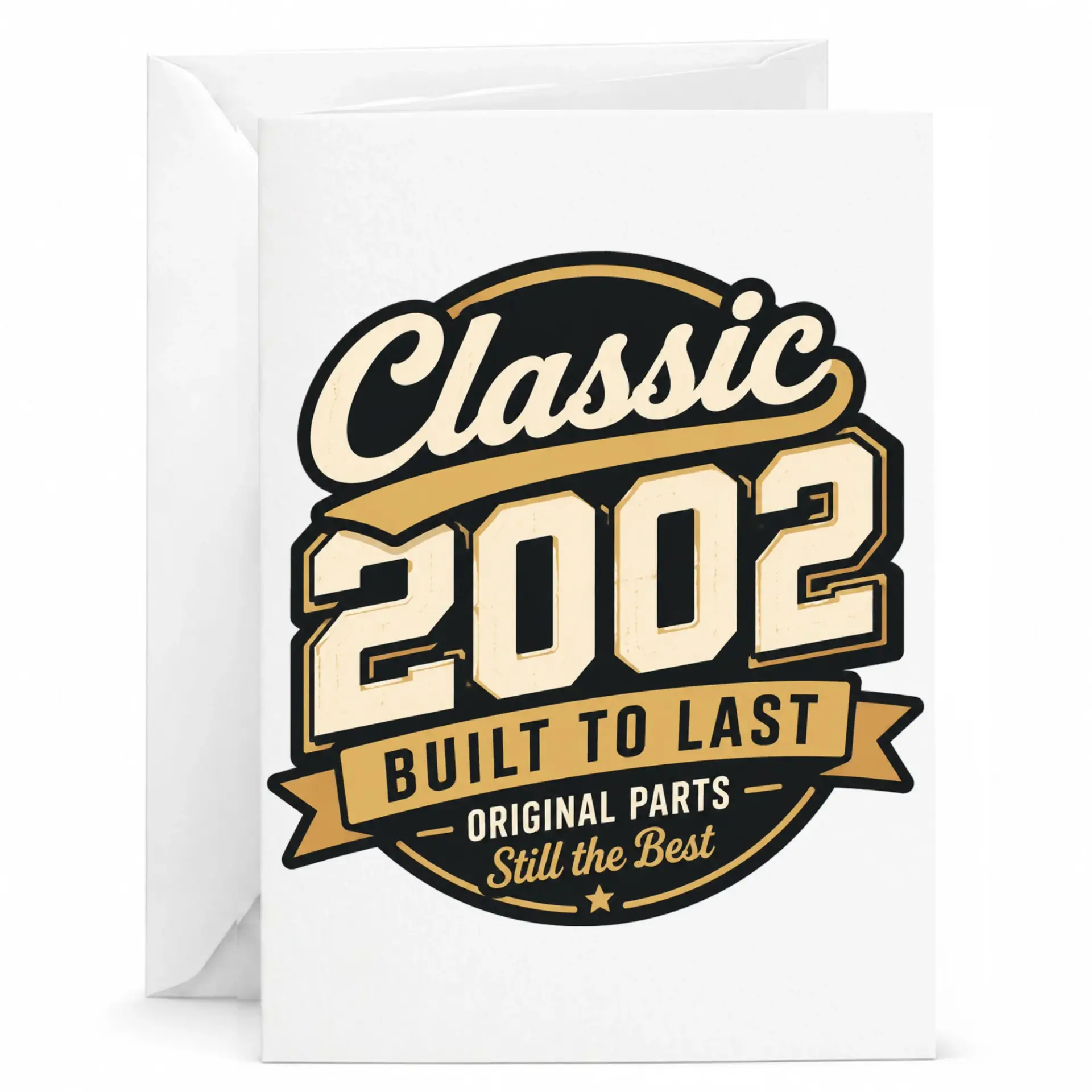 Birthday Card Classic 2002 Built to Last Original Parts Greeting Card for Milestone Celebration and Anniversary Events