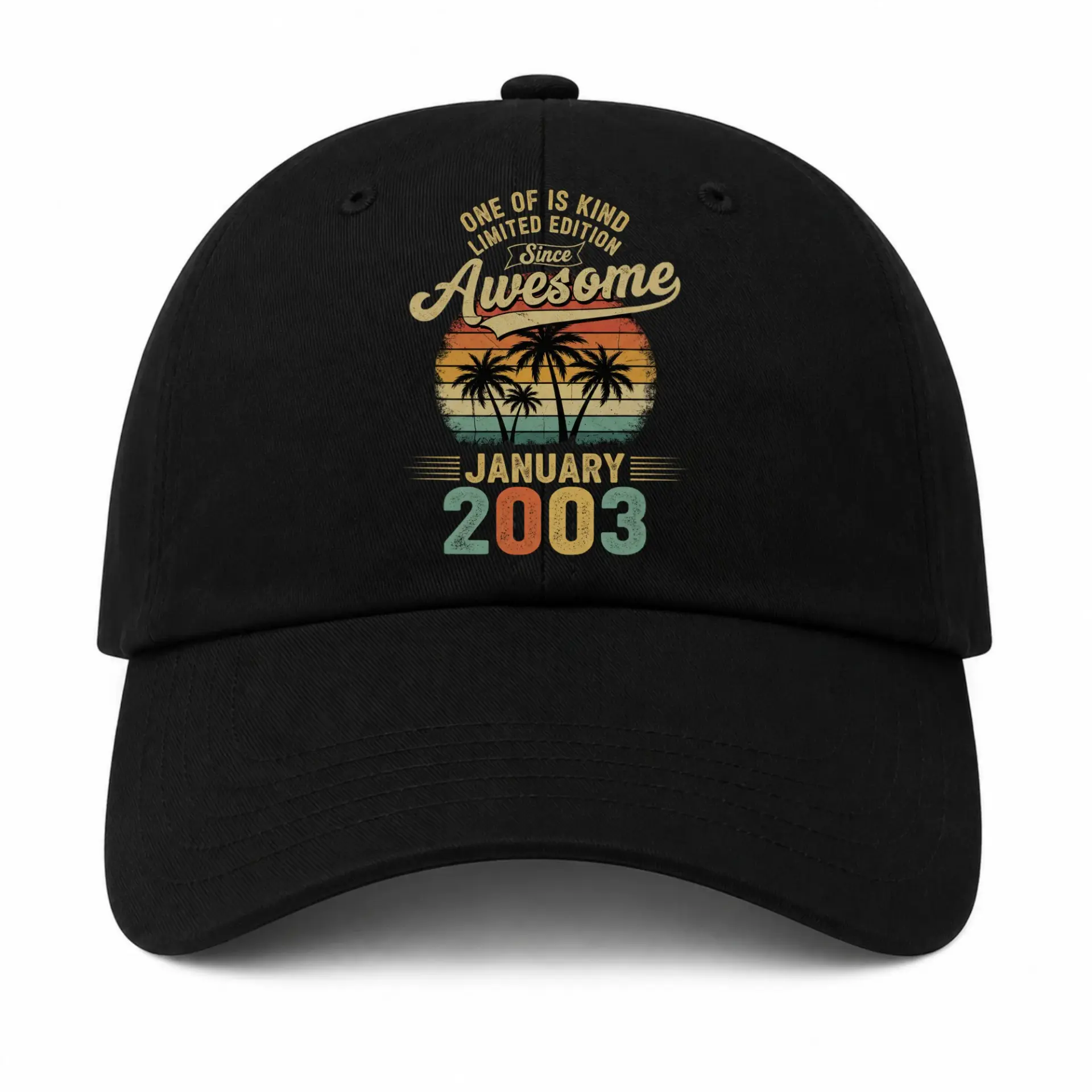 Baseball Cap Vintage Sunset Palm Tree Graphic Hat for Casual Wear