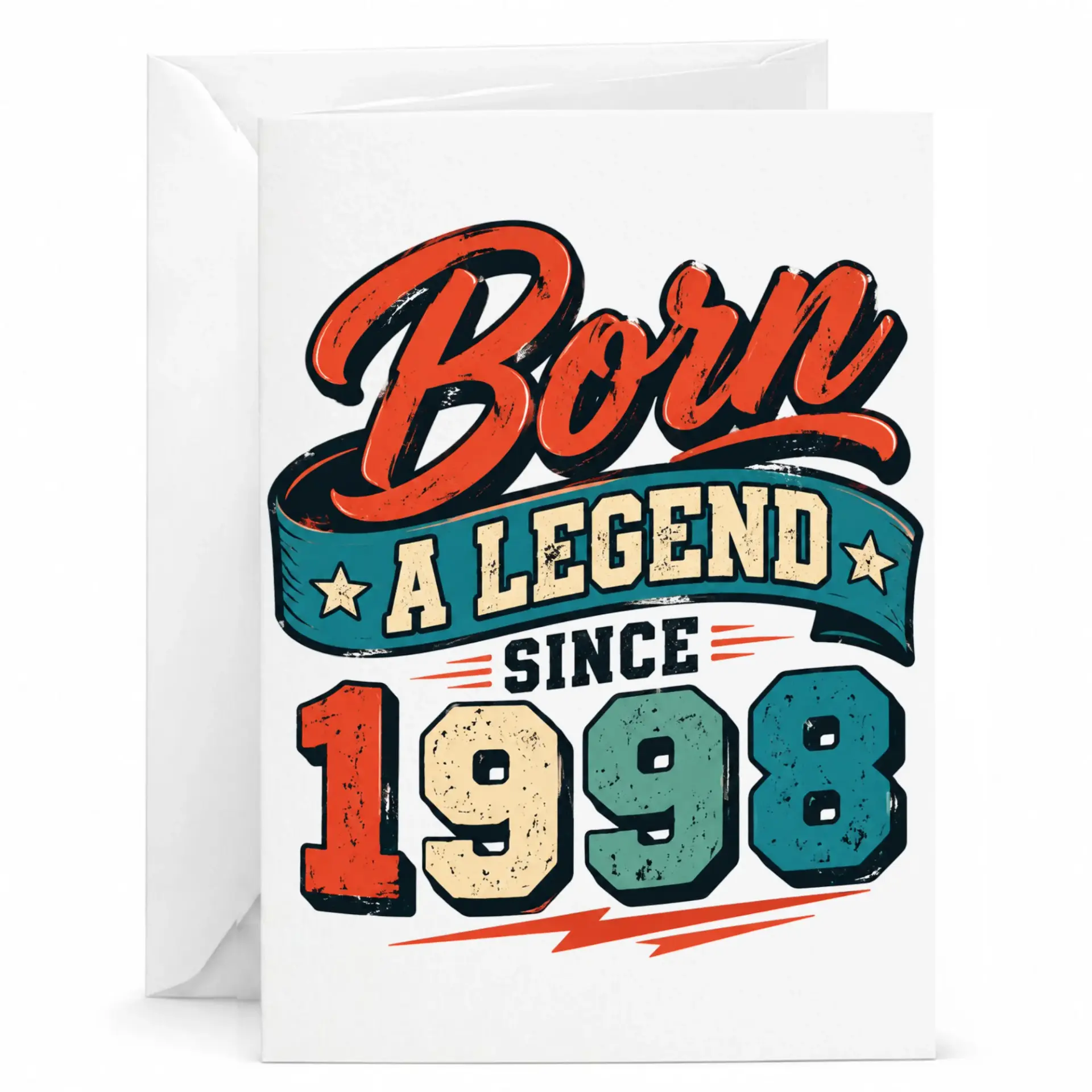 Birthday Card Born a Legend Since 1998 Vintage Style Design Funny Greeting Card for Milestone Celebration