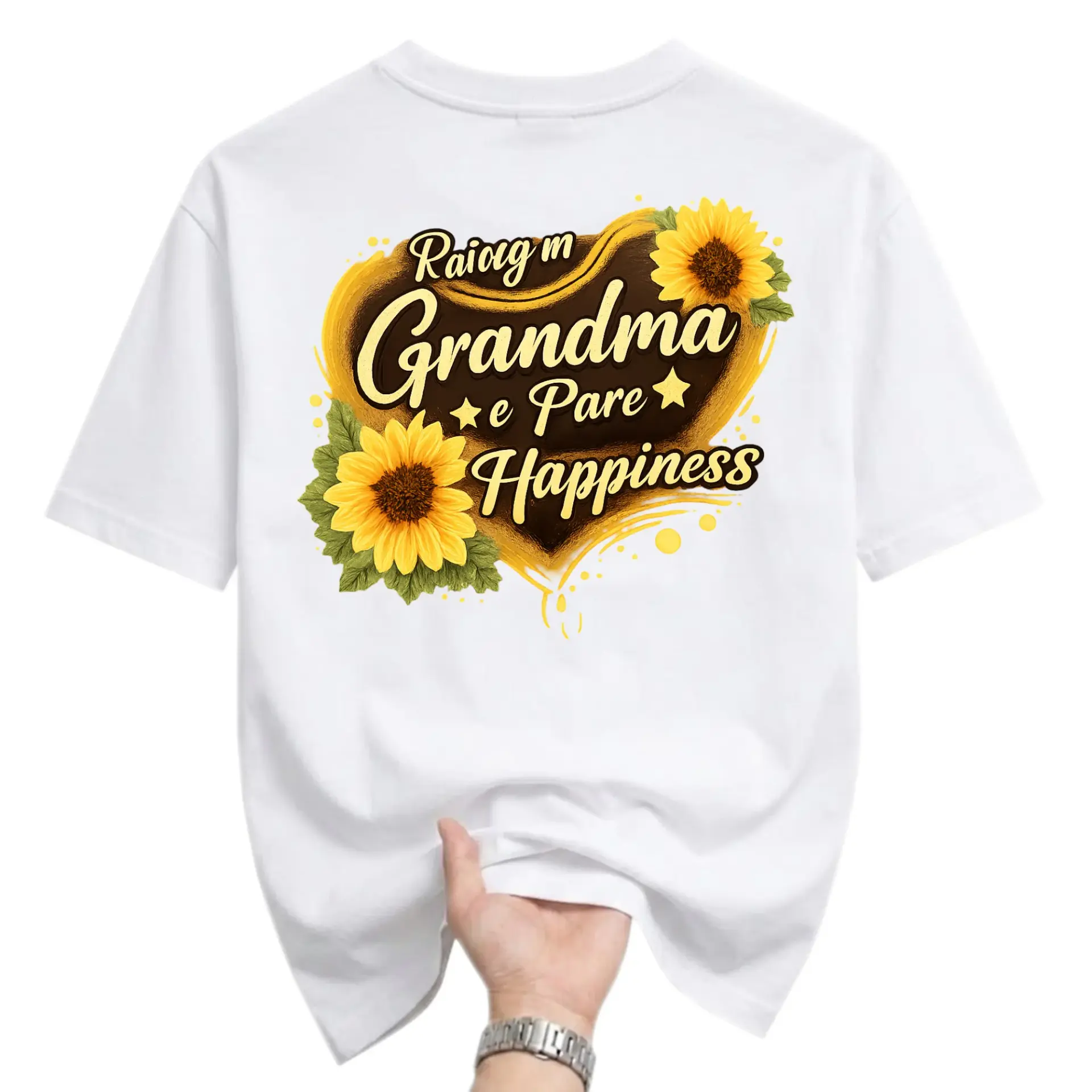 T-shirt Unisex Graphic Tee Sunflower Grandma Happiness Print Casual Everyday Crew Neck Short Sleeve Cotton Apparel