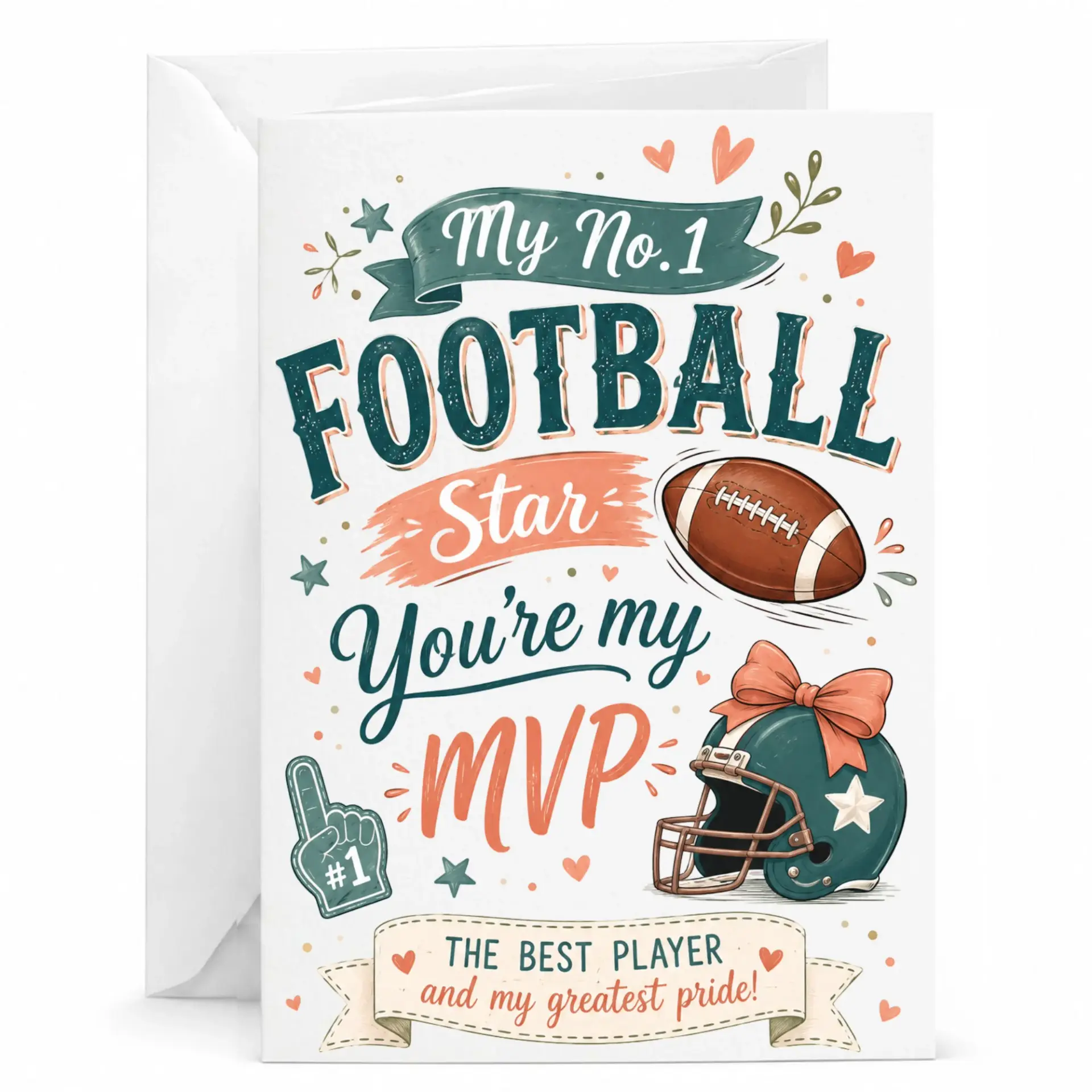 Personalized Football Greeting Card for Mvp Teammate and Best Player