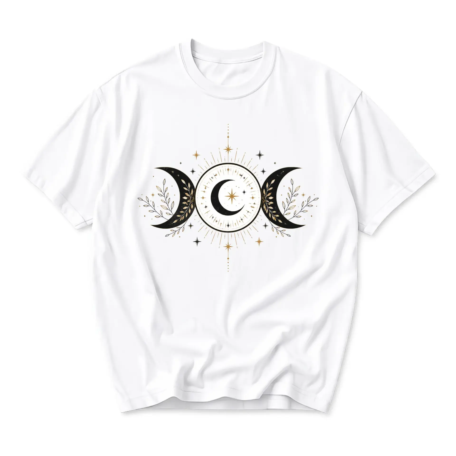 Graphic Tee Celestial Moon Phases Shirt Aesthetic Boho Lunar Design Unisex Crew Neck Soft Cotton Casual Fashion Top