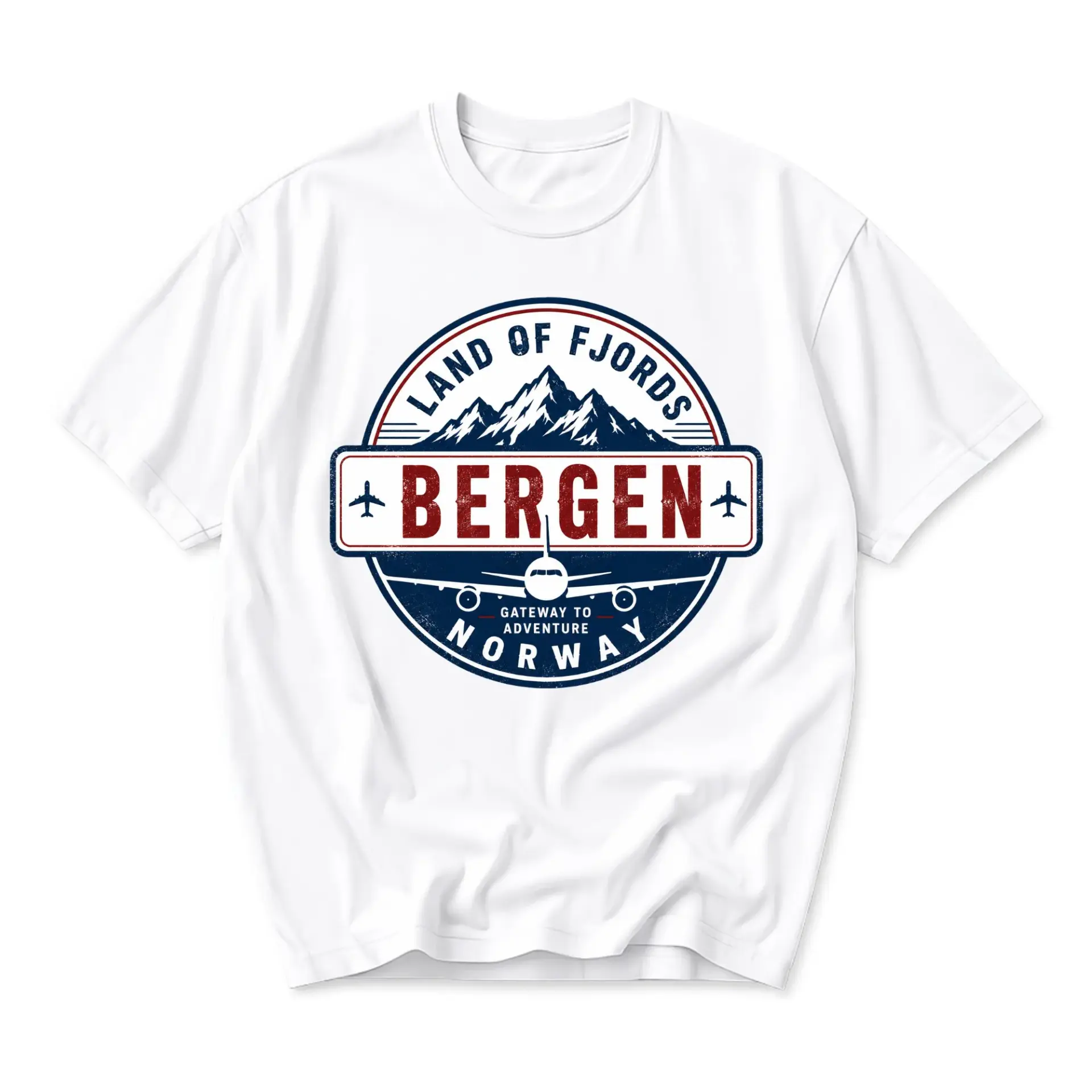 Graphic Tee Bergen Norway Land of Fjord Travel Destination Short Sleeve Unisex Crew Neck Casual Cotton Blend Shirt