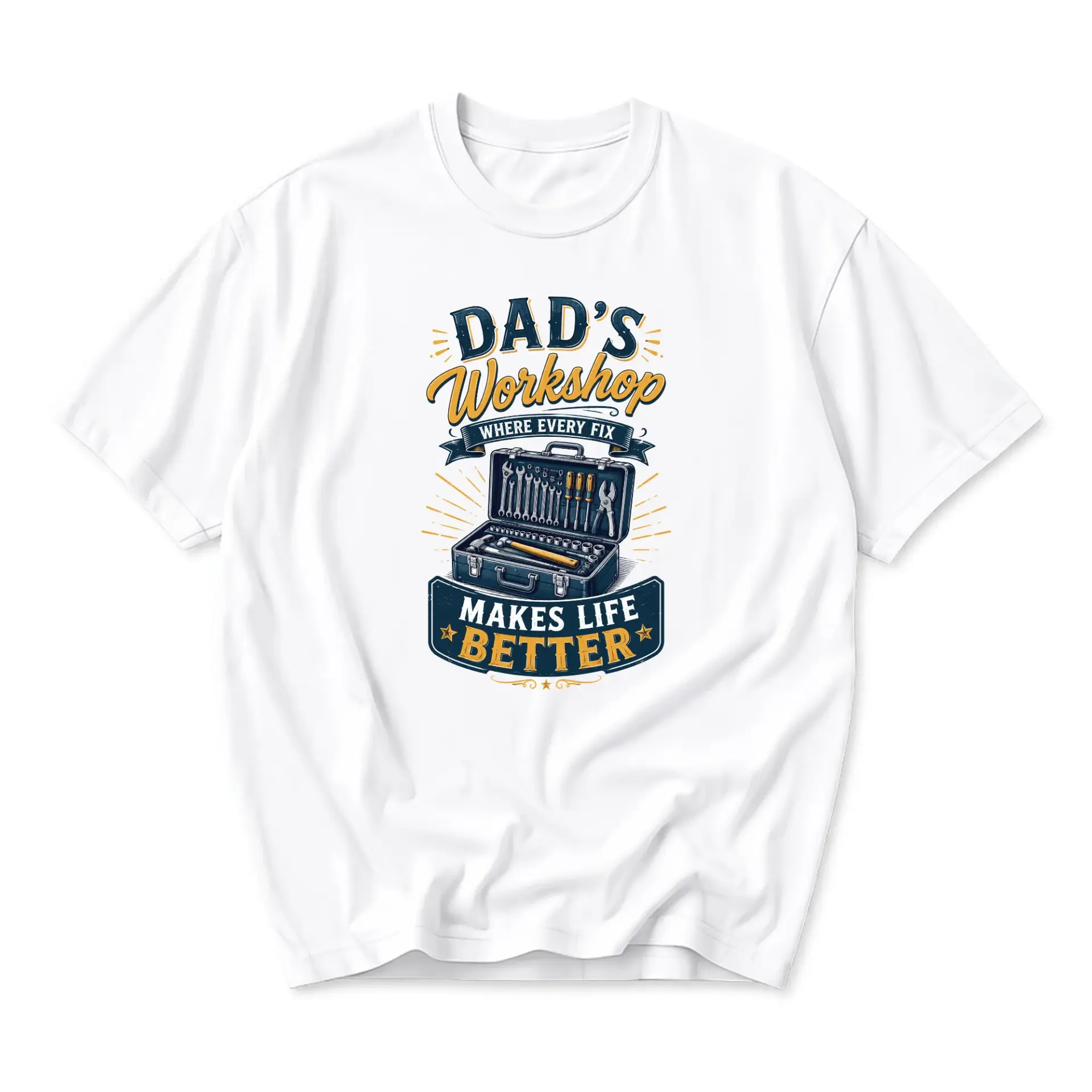 Funny Shirt Dads Workshop Where Every Fix Makes Life Better Graphic Tee Casual Unisex Short Sleeve Crew Neck Top