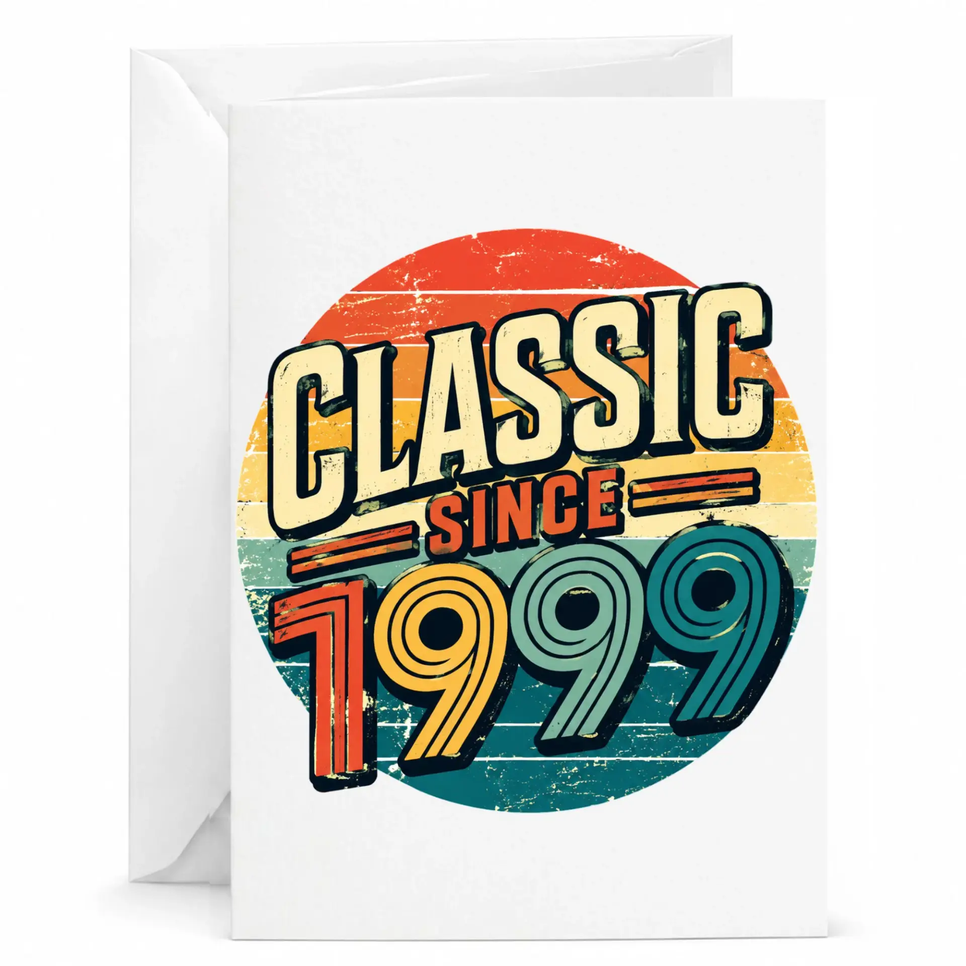 Birthday Card Classic Since 1999 Vintage Retro Sunset Design Premium Greeting Card with Included White Envelope