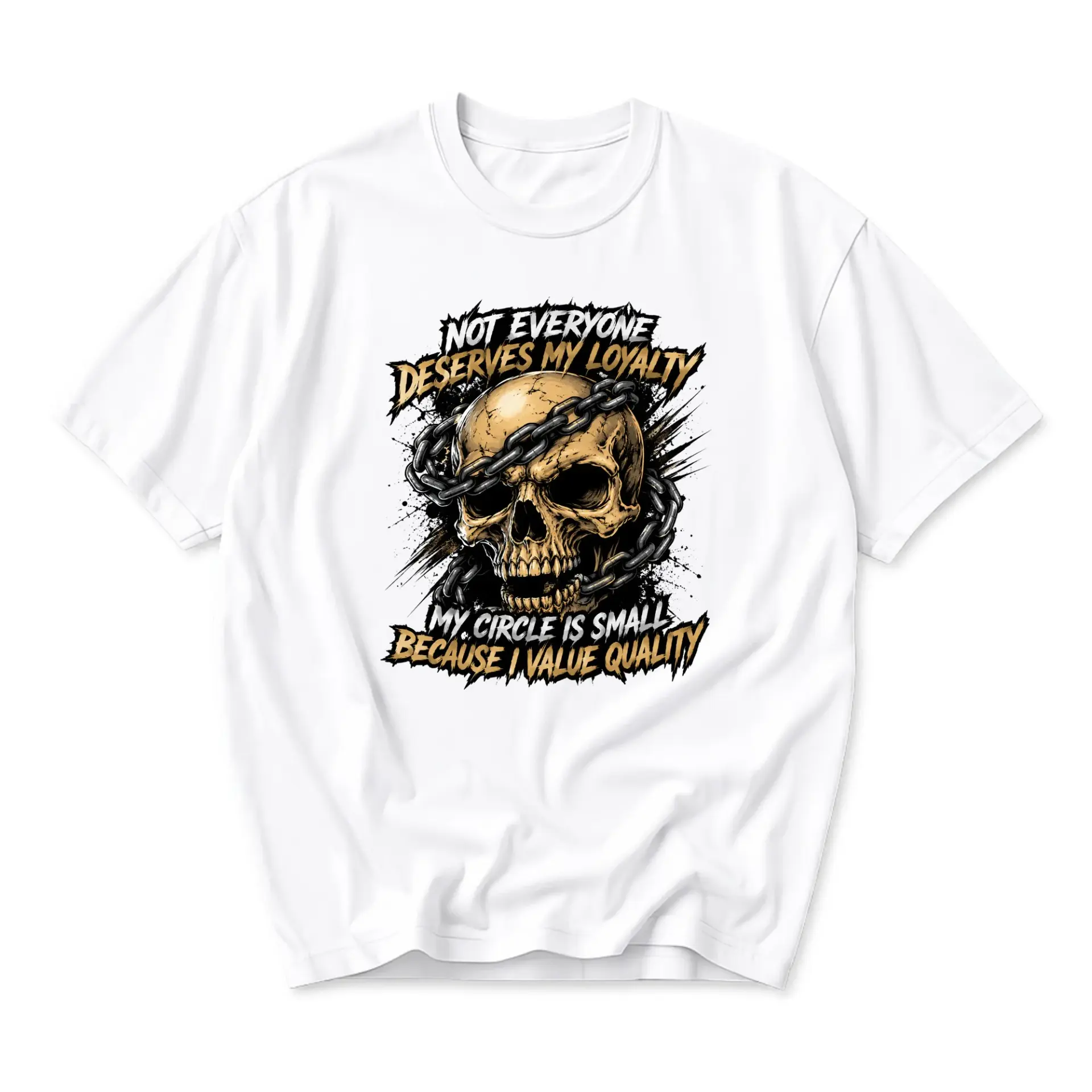 Graphic Tee Skull Chain Design Unisex Crew Neck Short Sleeve Shirt Quality Print Casual Apparel for Everyday Wear